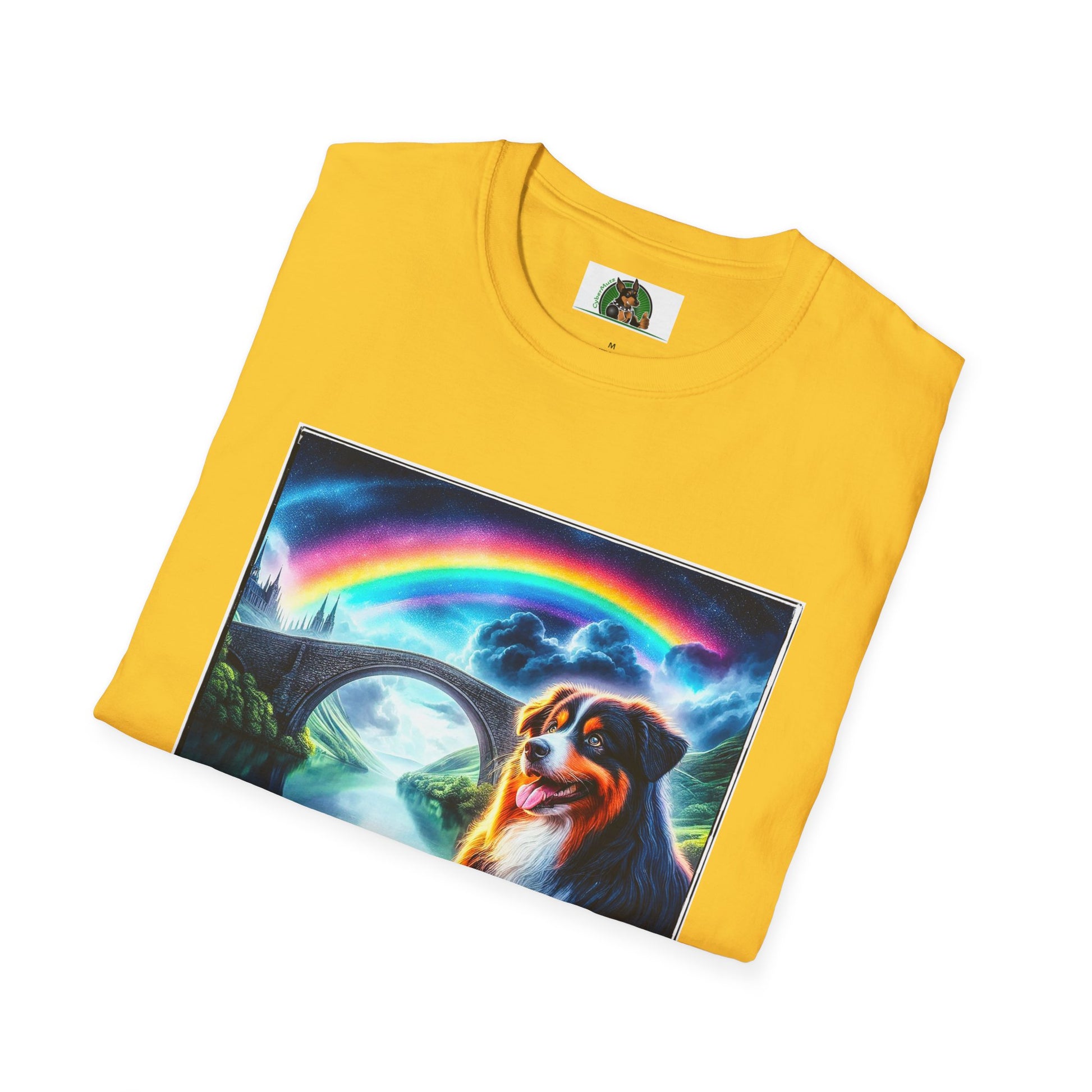 Australian Shepherd Rainbow Bridge And Lake T-Shirt Printify   