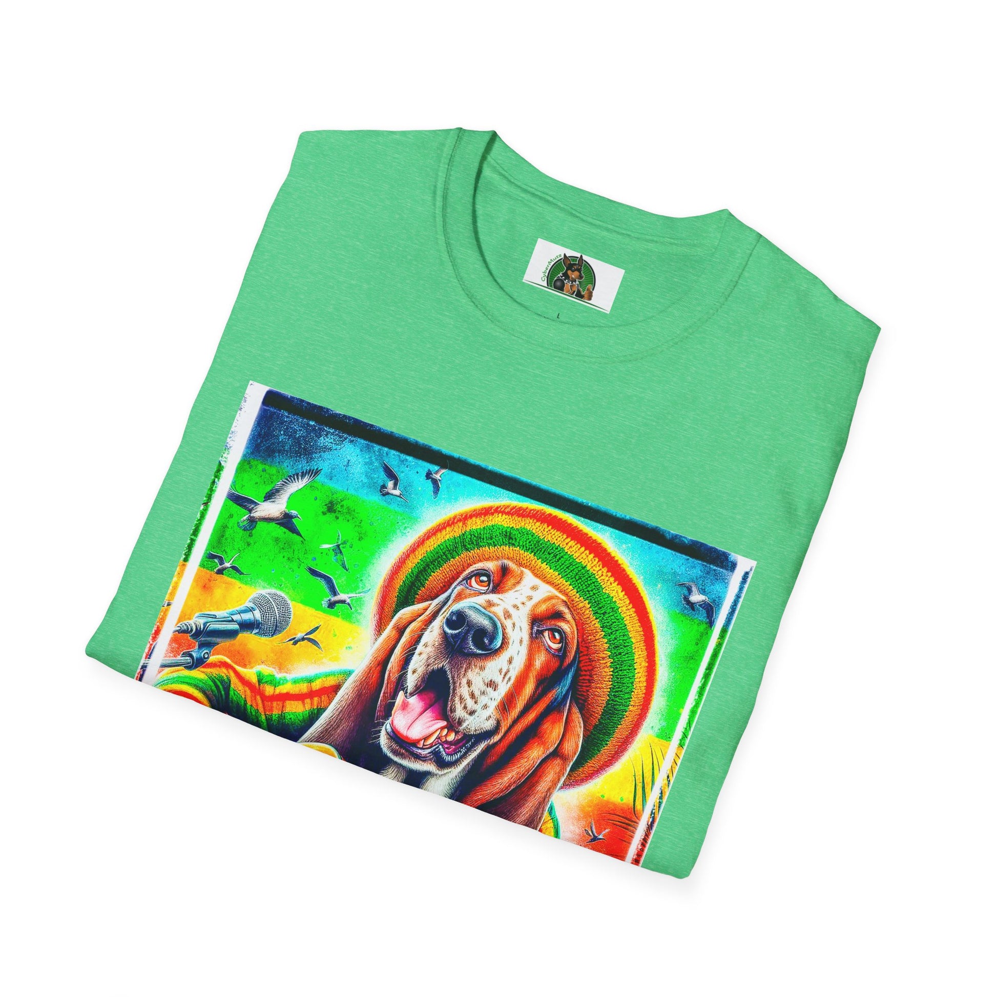 Basset Hound Rasta Dog Playing Guitar T-Shirt Printify   