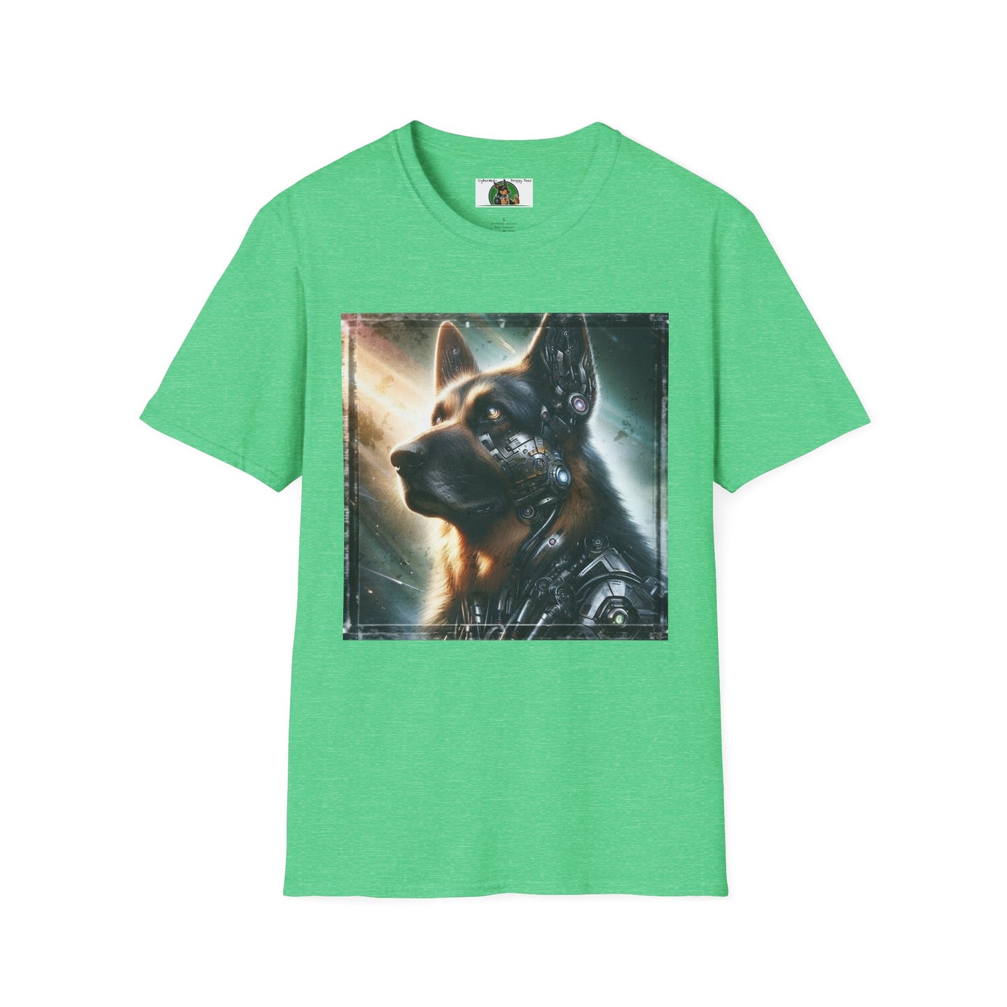 German Shepherd Robotic Dog Unisex Softstyle T-Shirt T-Shirt Printify S Heather Irish Green