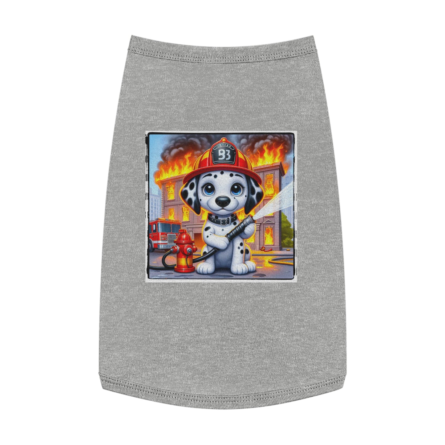 Pet Tank Top Dalmatian small fireman t shirt Pets Printify L Heather