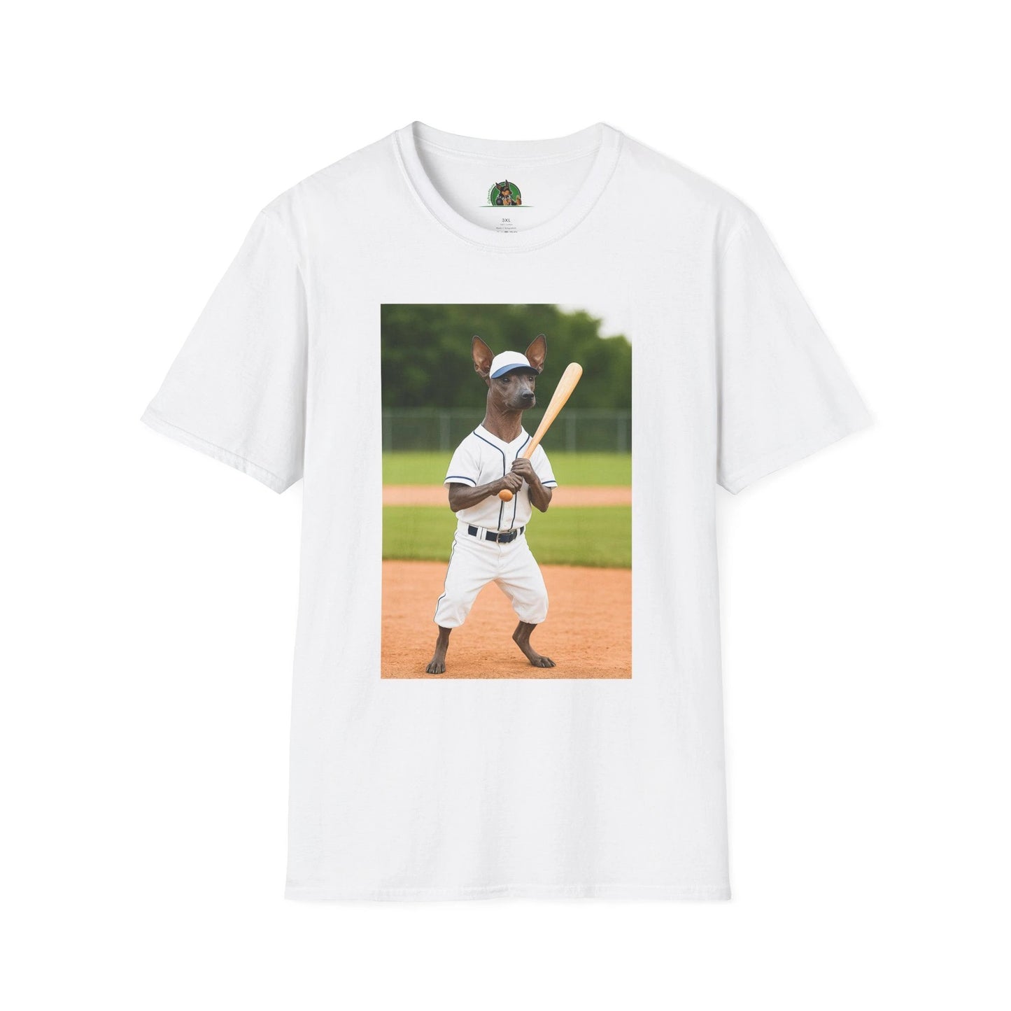 Mexican Hairless Dog Baseball Tee — Dog Lover Sports T-Shirt T-Shirt Printify White S
