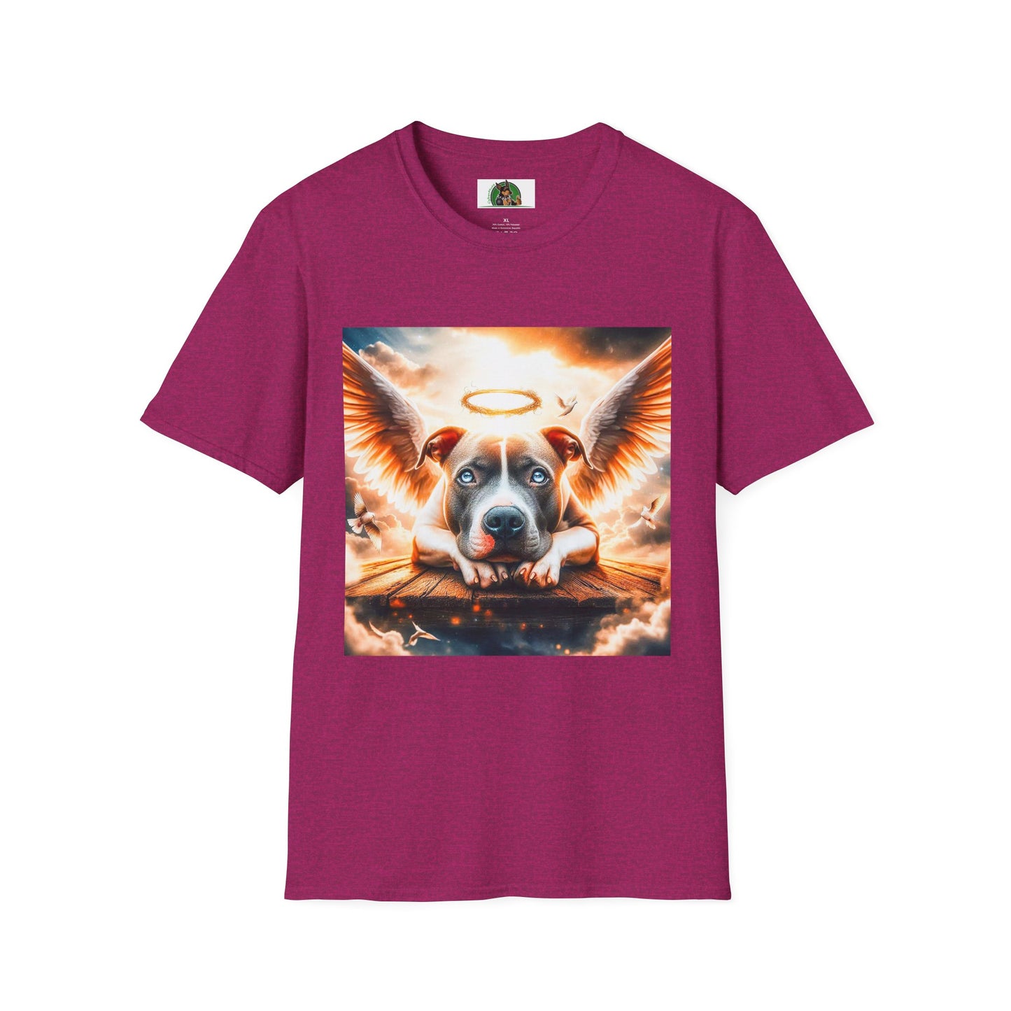 Pit bull heaven and clouds shirt T-Shirt Printify S Antique Heliconia
