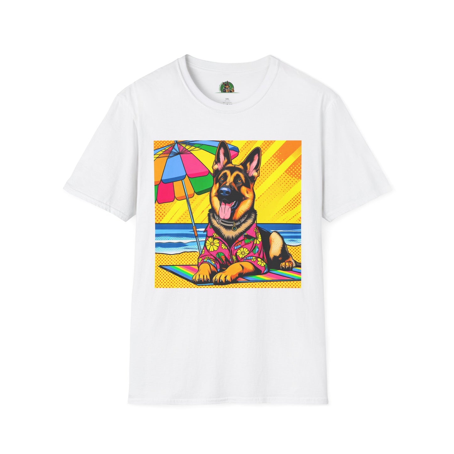 German Shepherd beach day T-Shirt Printify White S