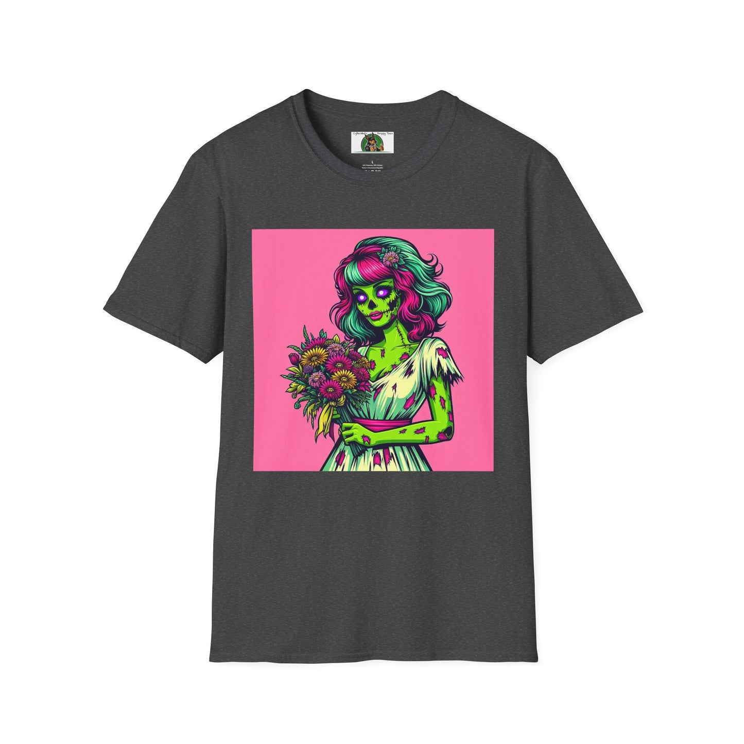 Wacky Zombie Pin Up Girl T-Shirt Printify Dark Heather S 