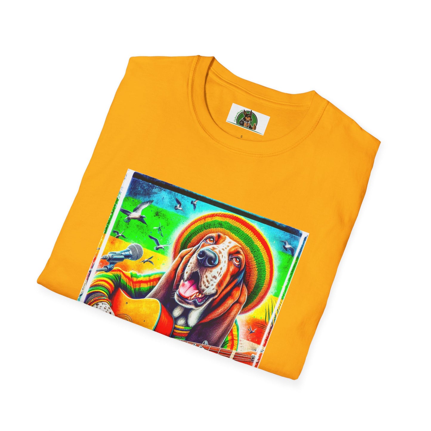 Basset Hound Rasta Dog Playing Guitar T-Shirt Printify   