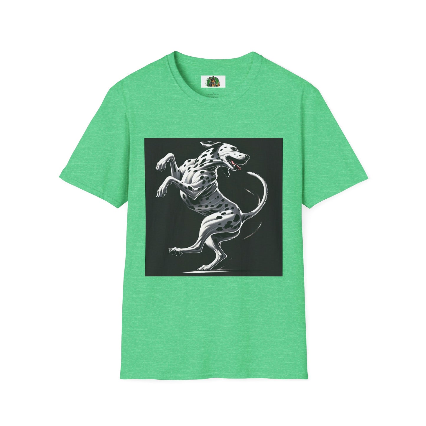 Dancing Dalmation Dog T-Shirt T-Shirt Printify S Heather Irish Green