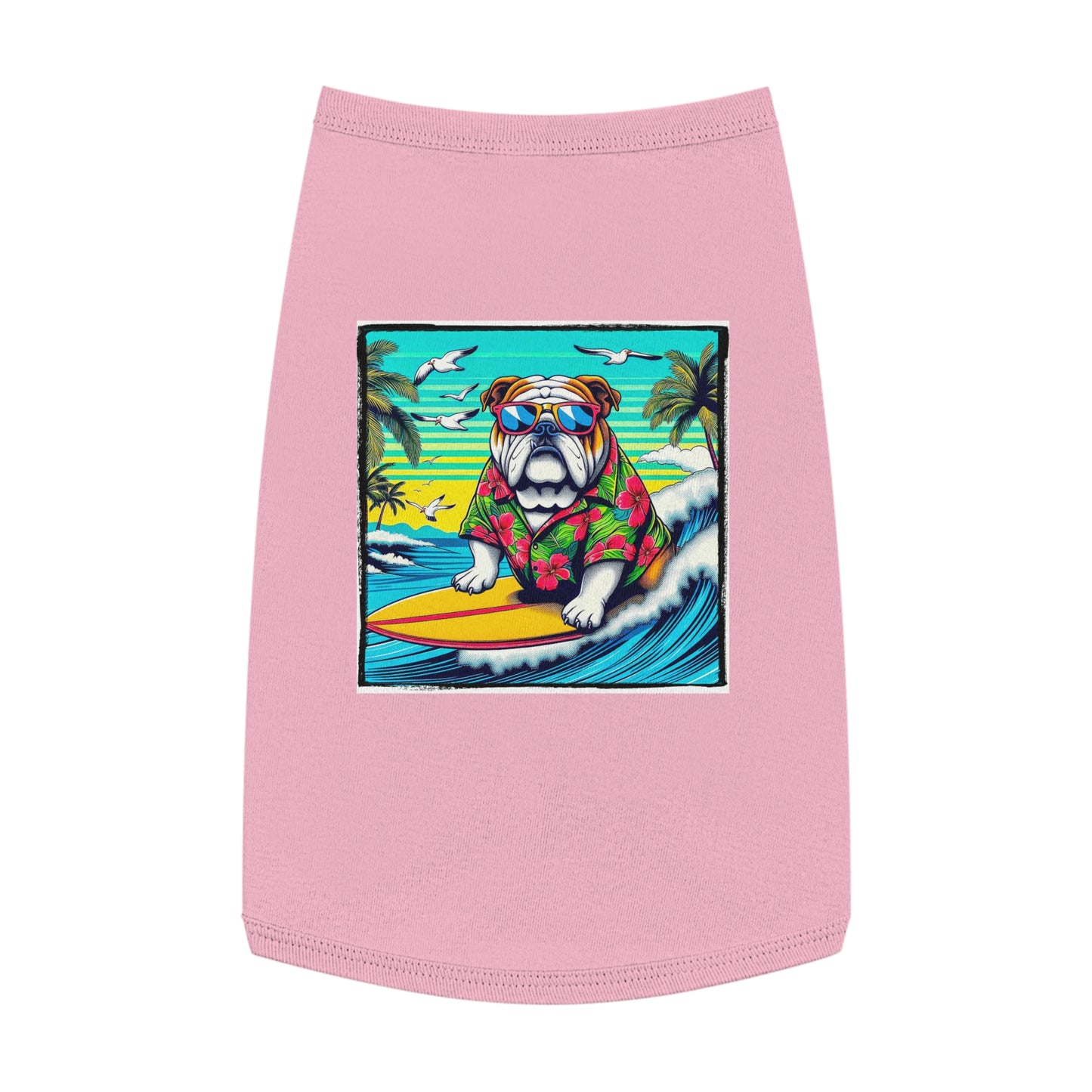 Pet Tank Top Bulldog wave crashing t shirt Pets Printify L Pink
