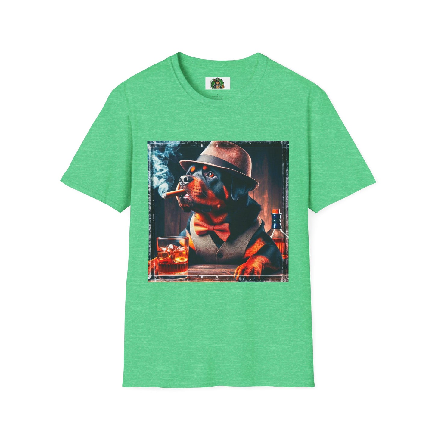 Rottweiler smoking a cigar shirt T-Shirt Printify S Heather Irish Green