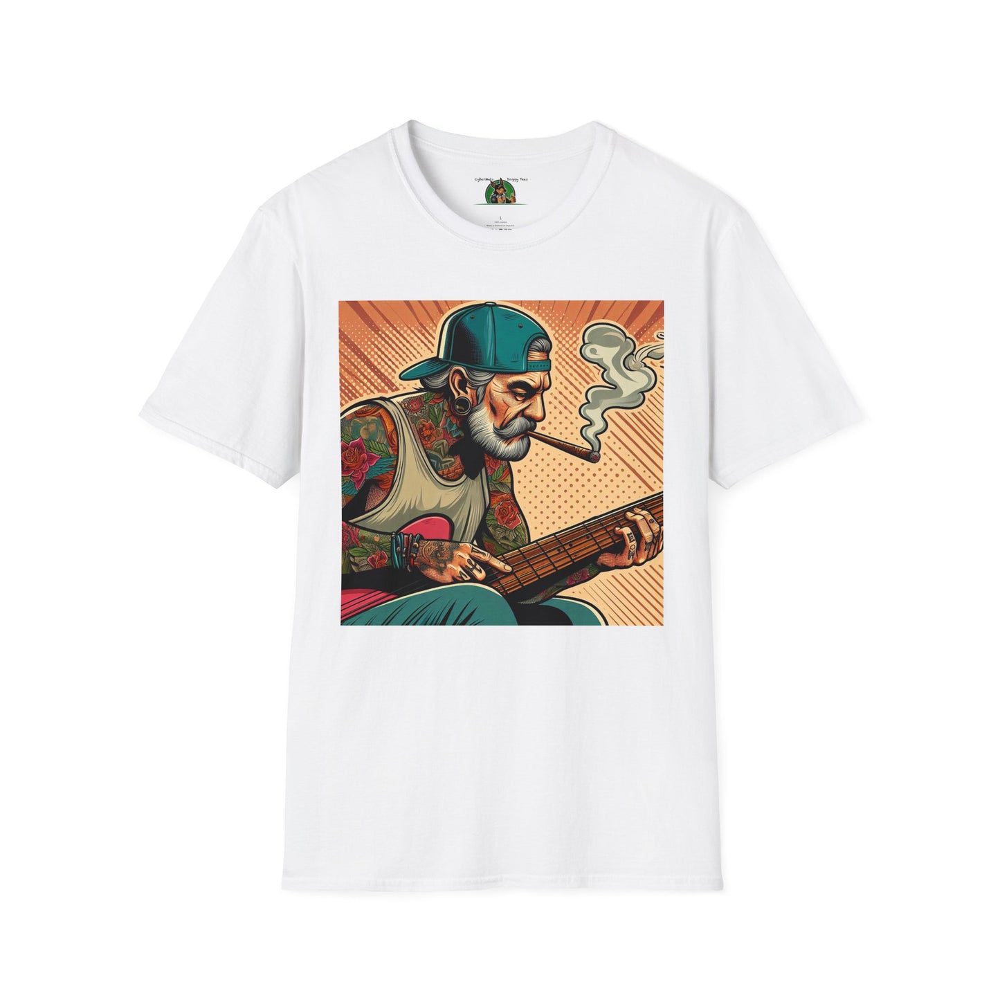 Wacky Guitar Dude T-Shirt Printify White S 