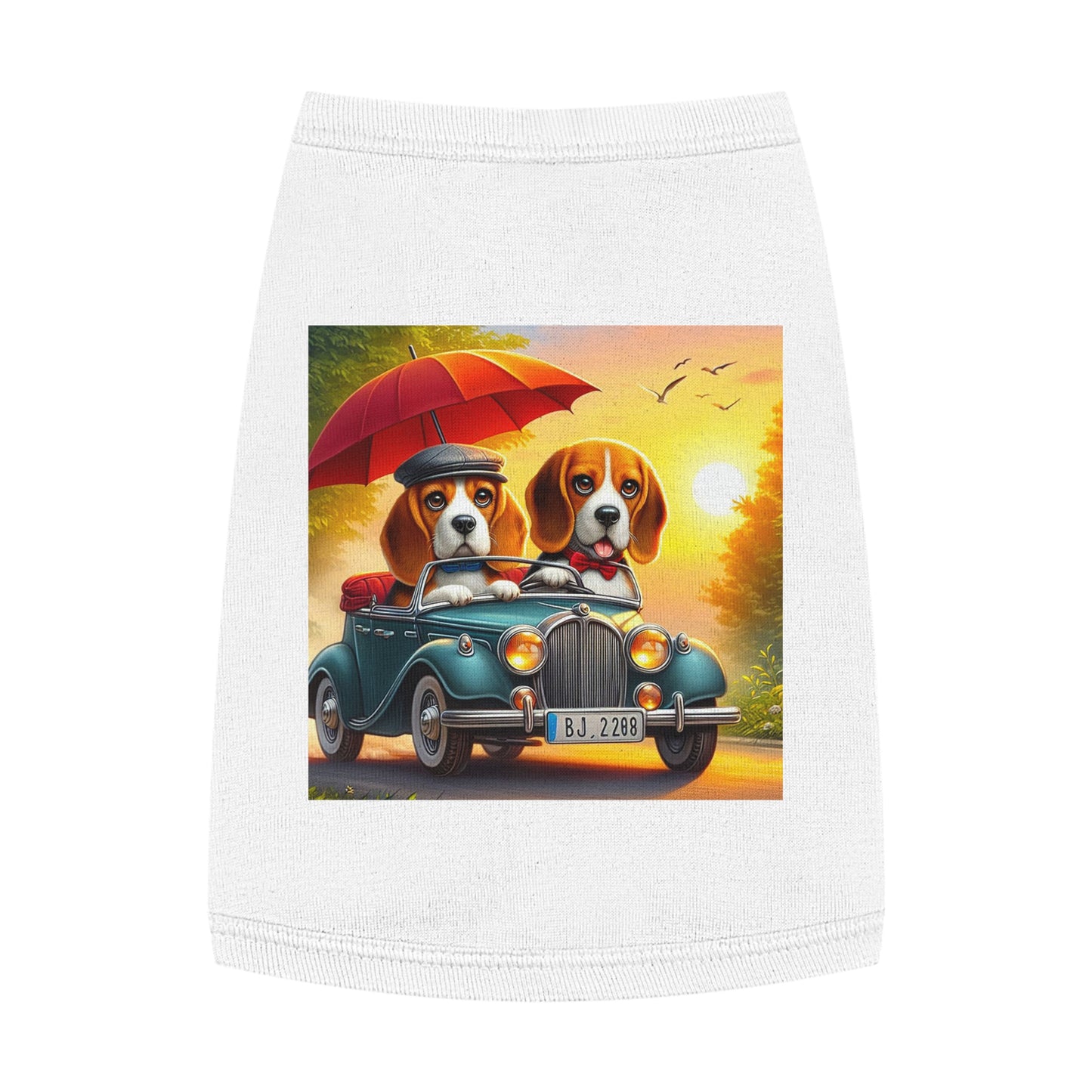 Pet Tank Top Wacky Beagle Dog Couple Sunday Driving Pets Printify   