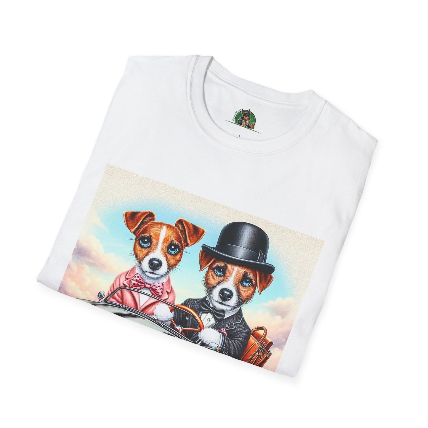 Wacky Jack Russell Top Hat Couple In Car T-Shirt Printify   