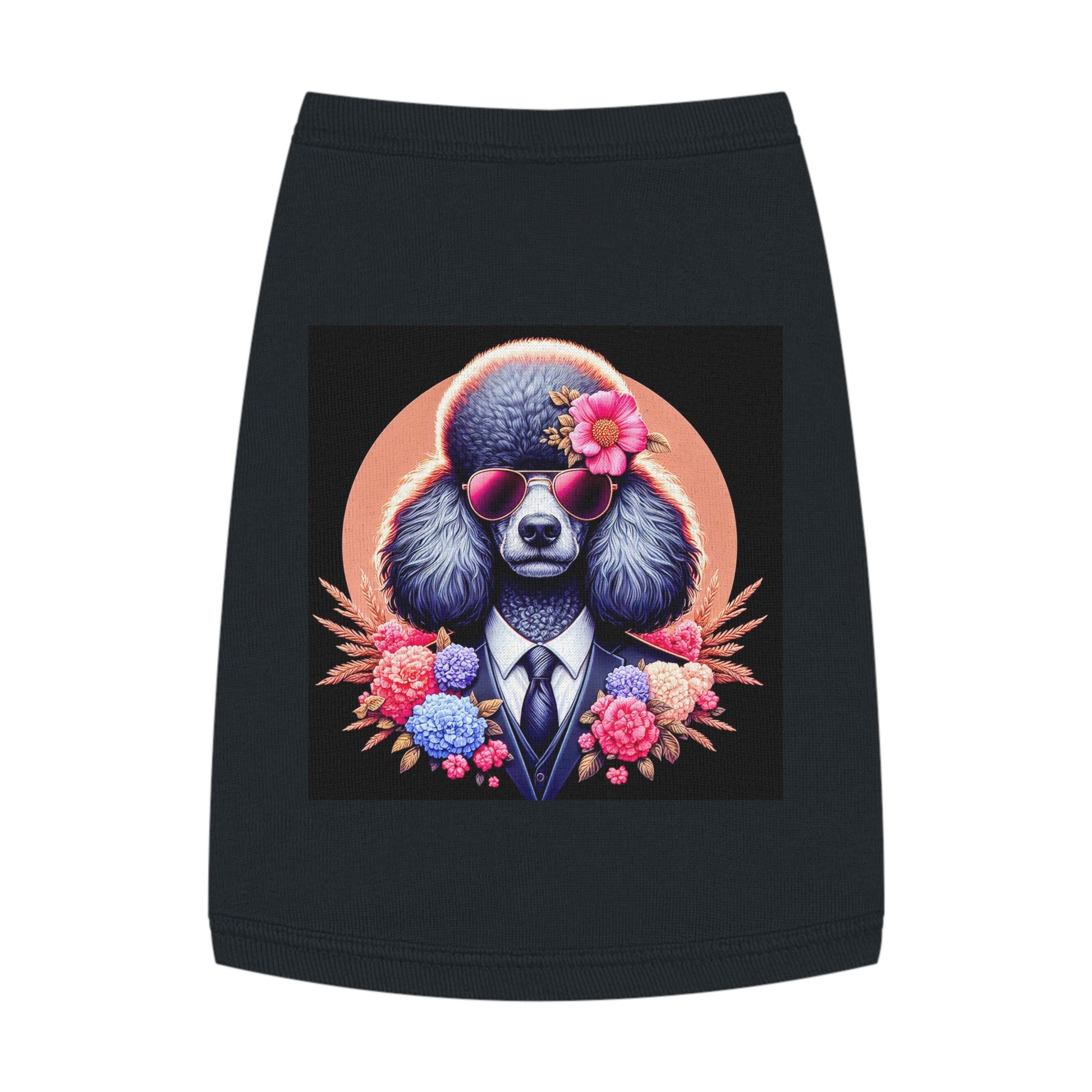 Pet Tank Top Poodle flower business msn Pets Printify M Black