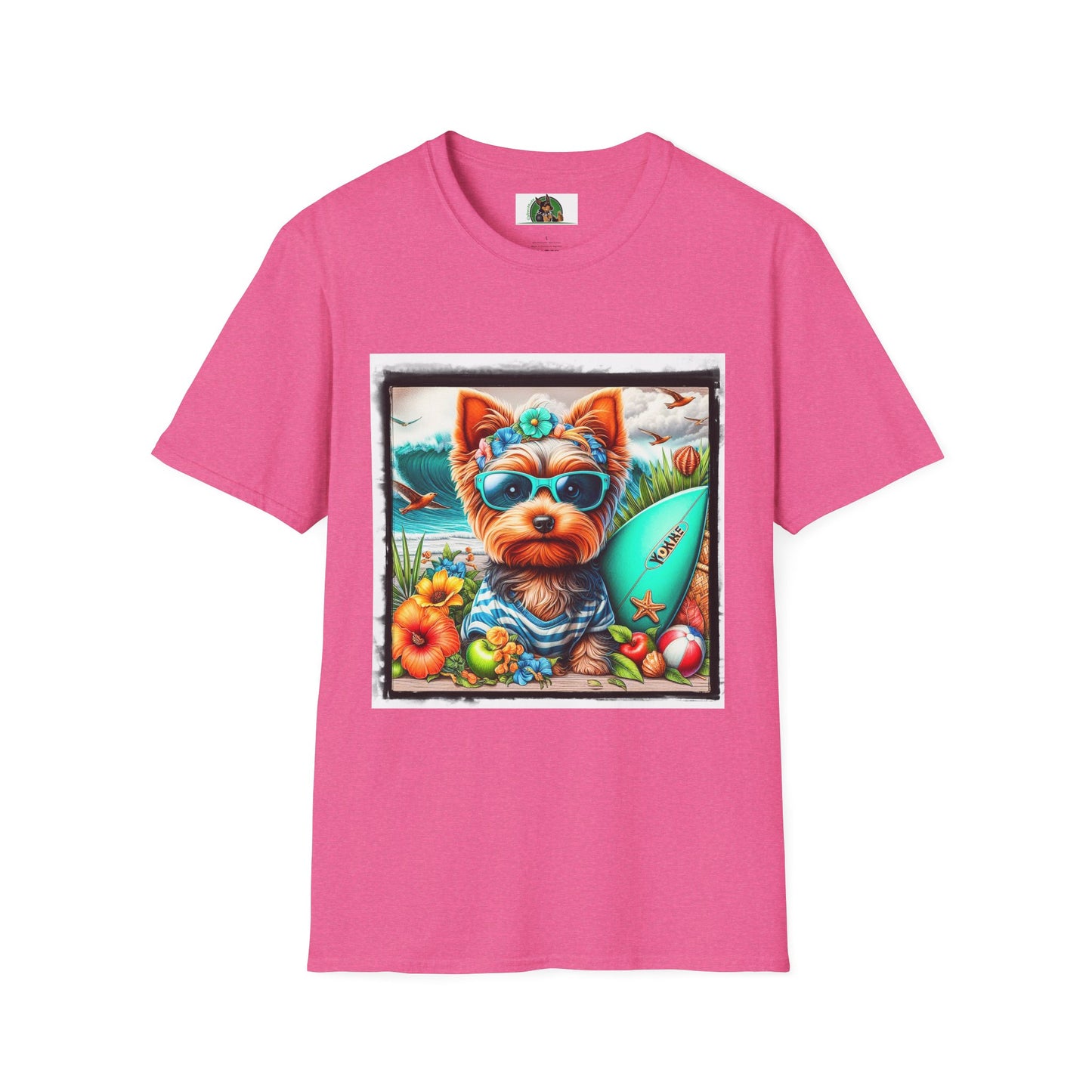 Yorkie flower garden shirt T-Shirt Printify S Heather Heliconia