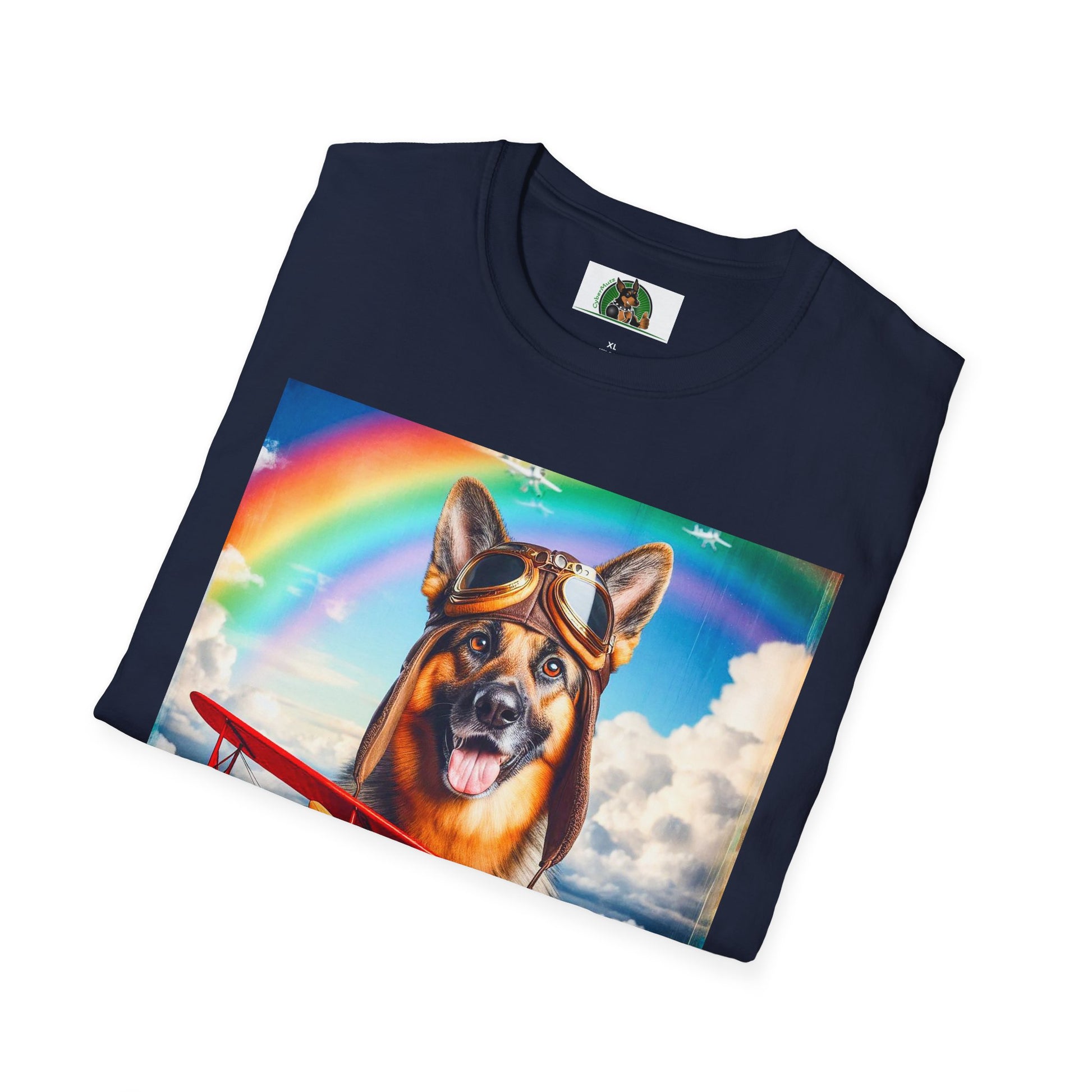 German Shepherd airplane flying T-Shirt Printify