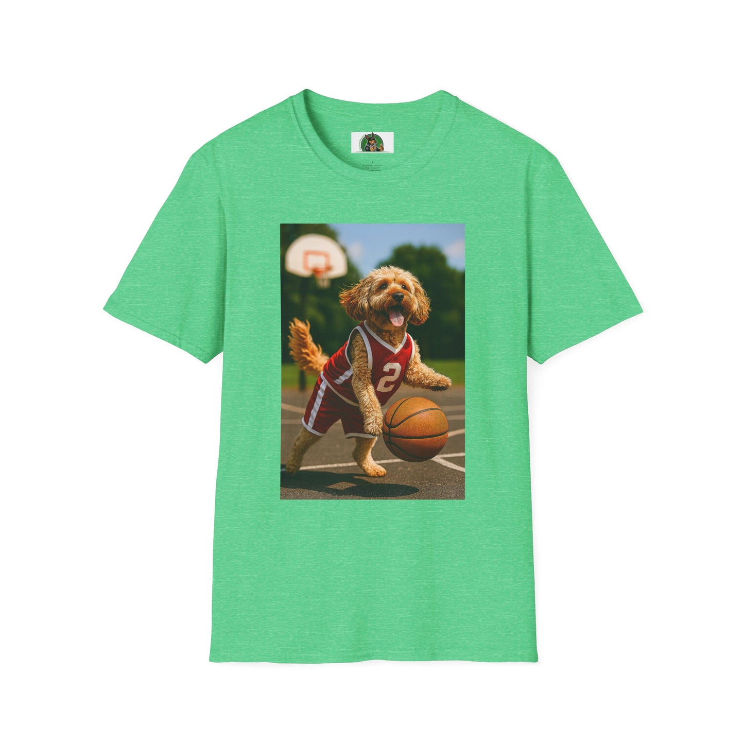 Sports Cockerpoo Basketball T-Shirt T-Shirt Printify Heather Irish Green S