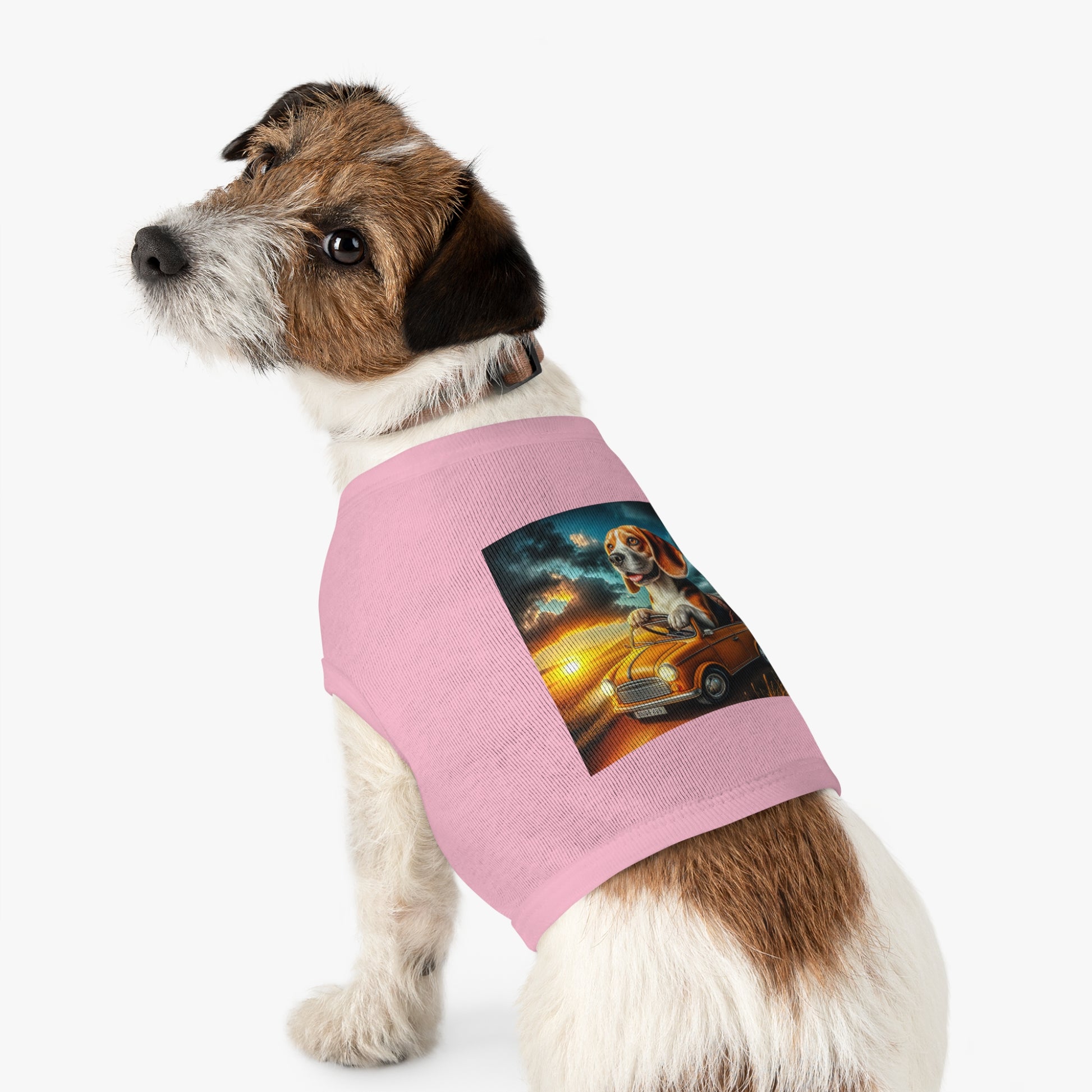 Pet Tank Top Wacky Beagle In Tiny Car Pets Printify   