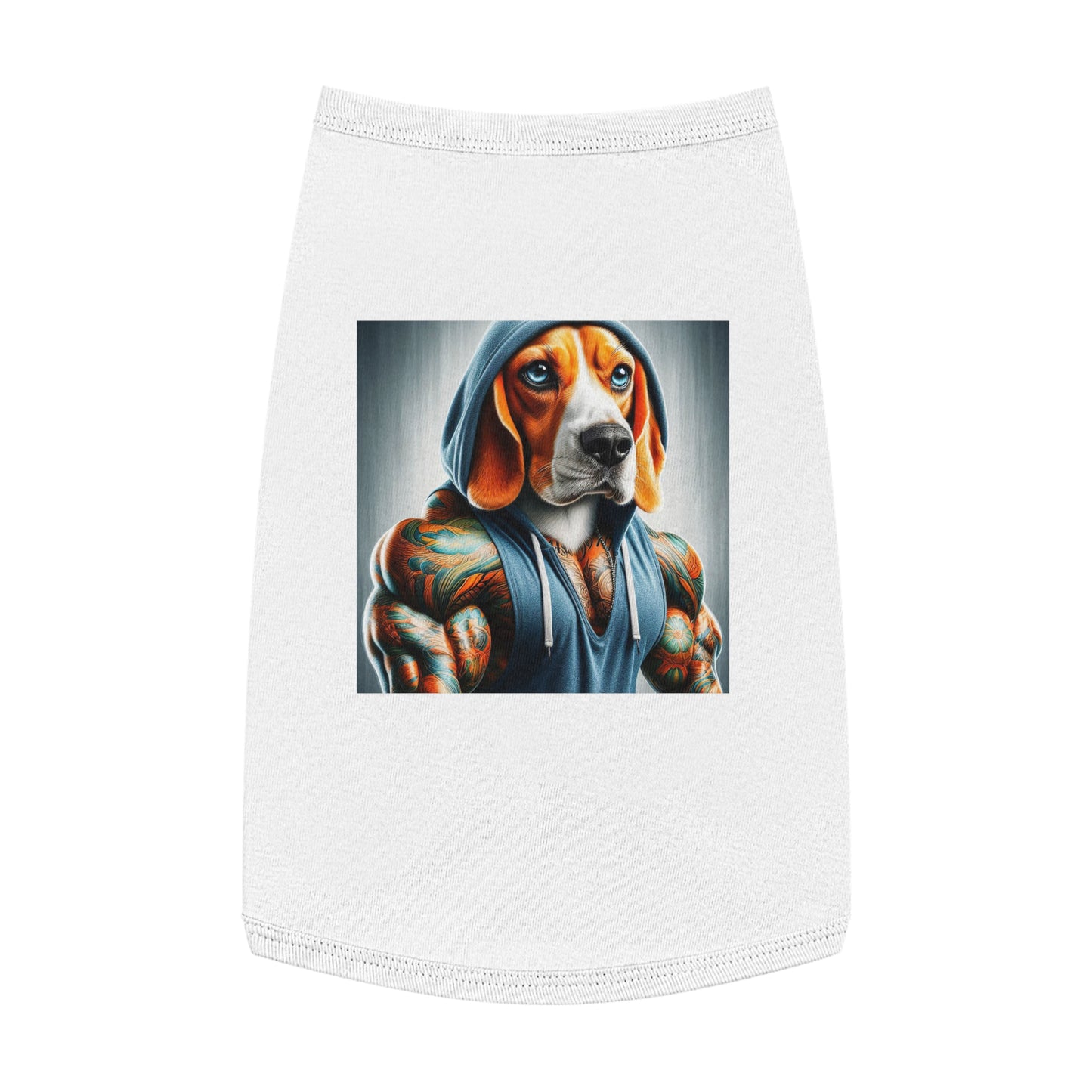 Pet Tank Top Beagle Muscle Dog In Hoodie Pets Printify L White 