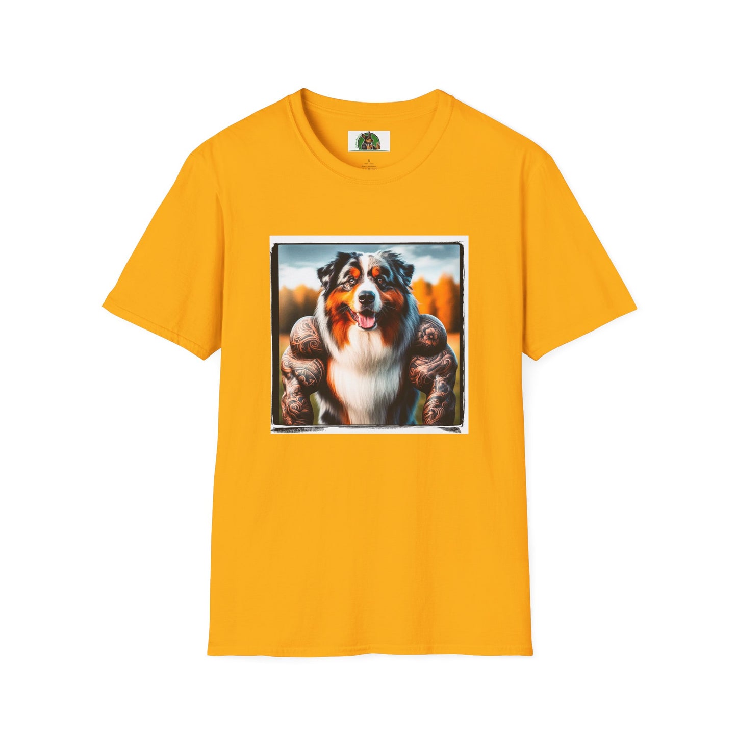 Australian Shepherd Muscle Dog T-Shirt Printify S Gold