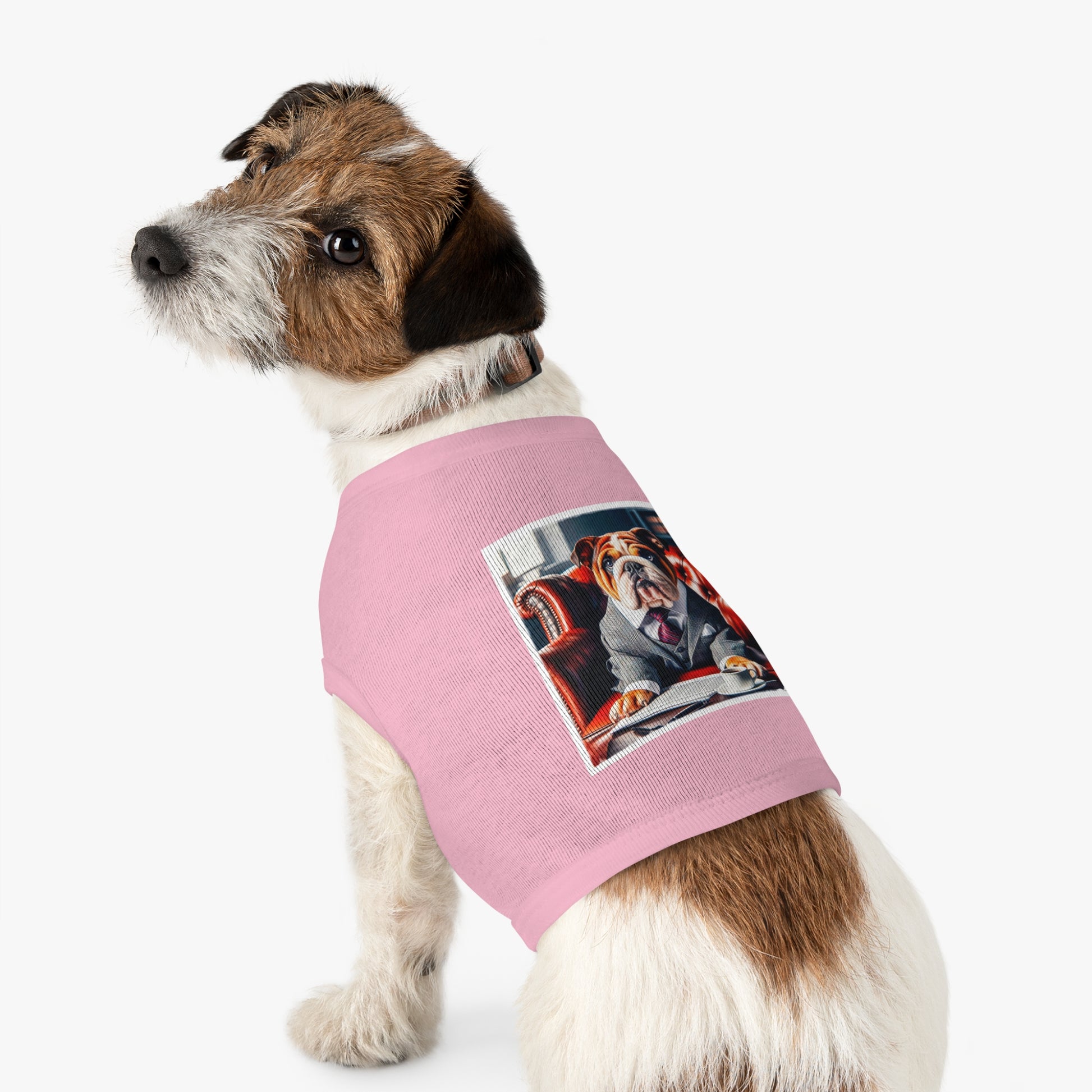 Pet Tank Top Bulldog sitting business man t shirt Pets Printify