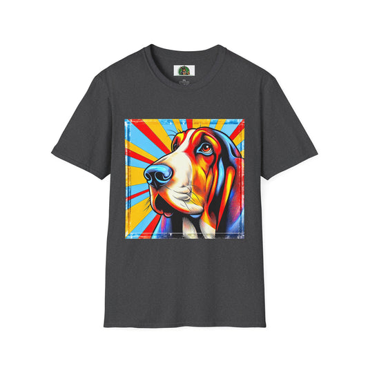 Basset Hound Bright Pop Art Pic T-Shirt Printify XS Dark Heather 