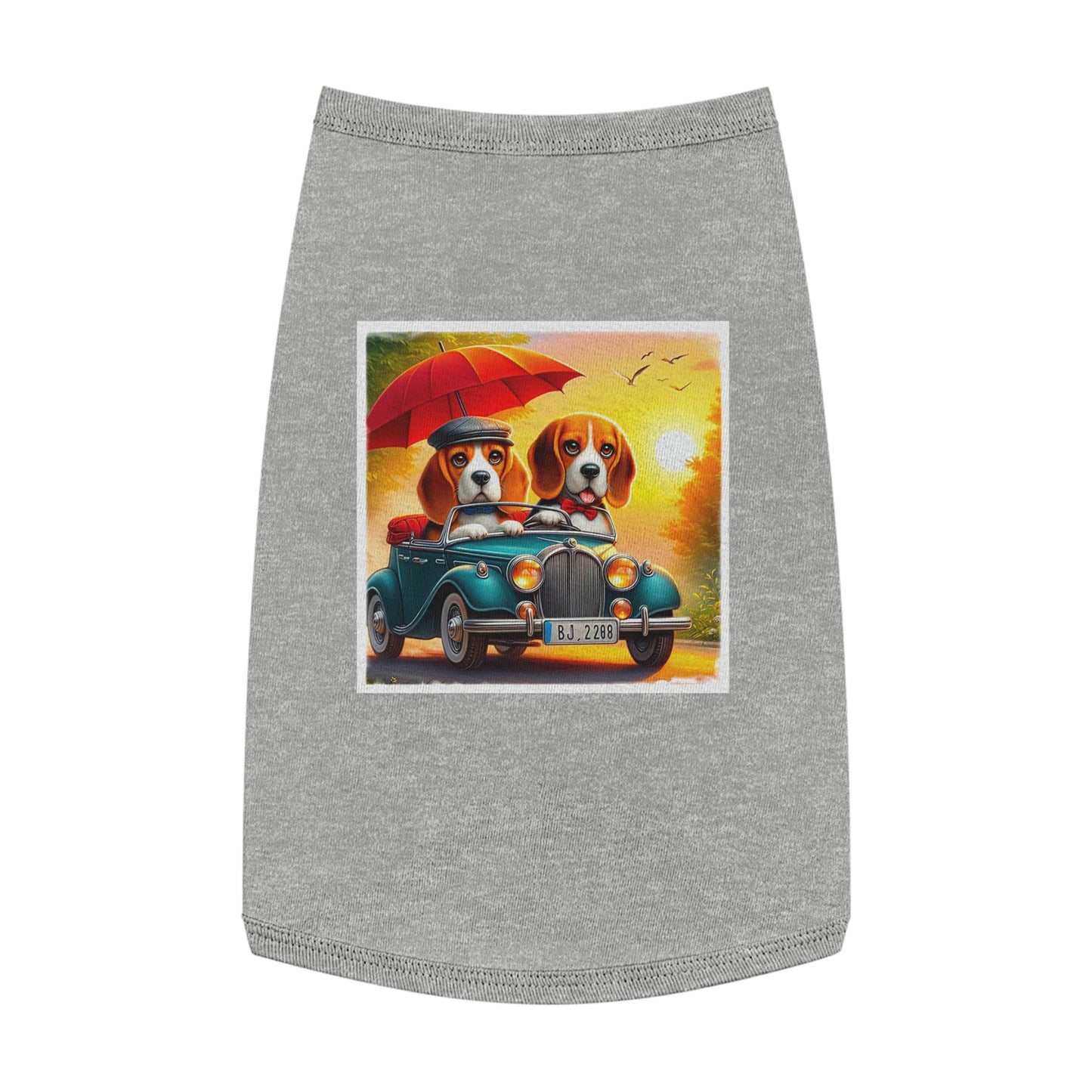 Pet Tank Top Wacky Beagle Dogs In Tiny Car Pets Printify L Heather 