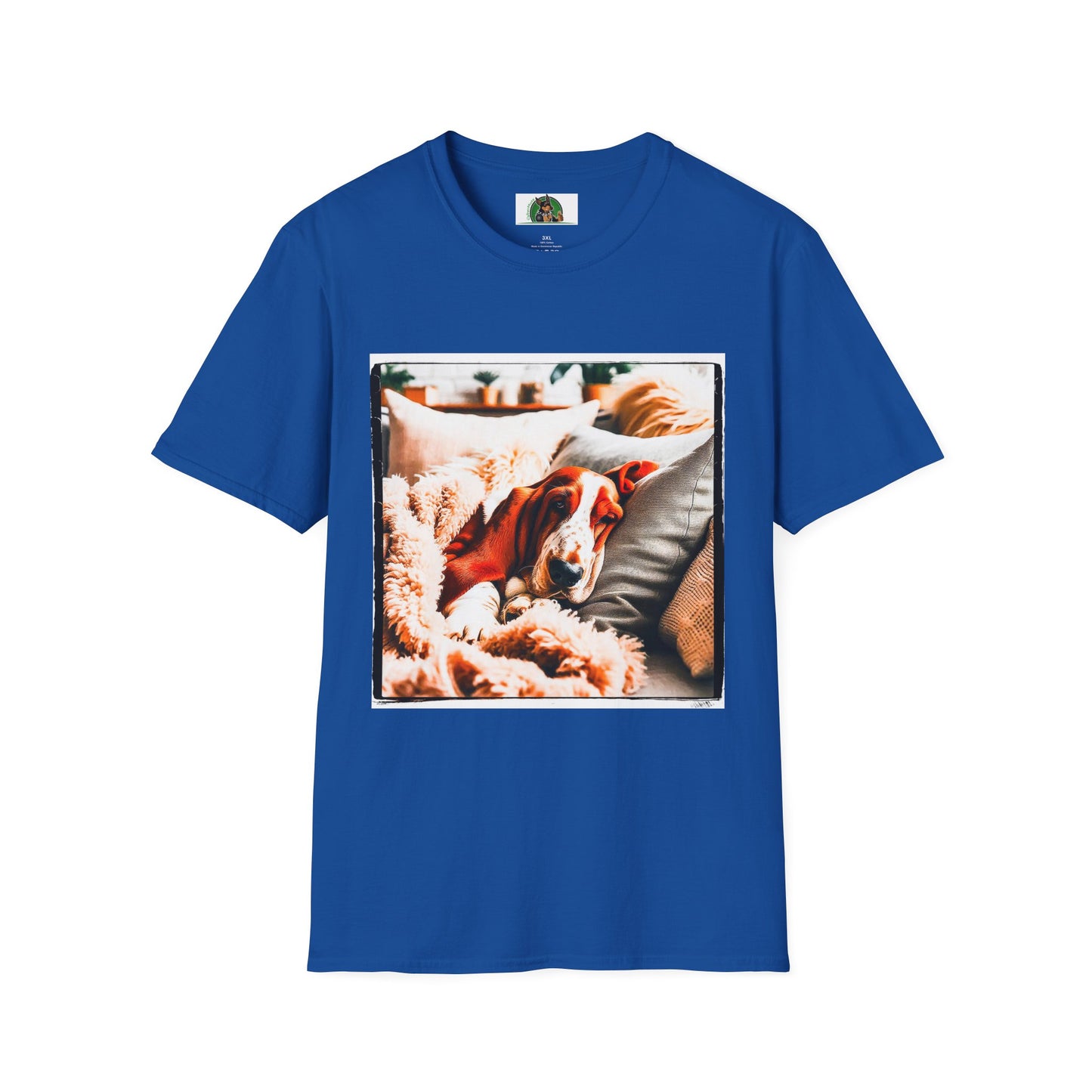 Basset Hound Sleeping In Blanket T-Shirt Printify XS Royal