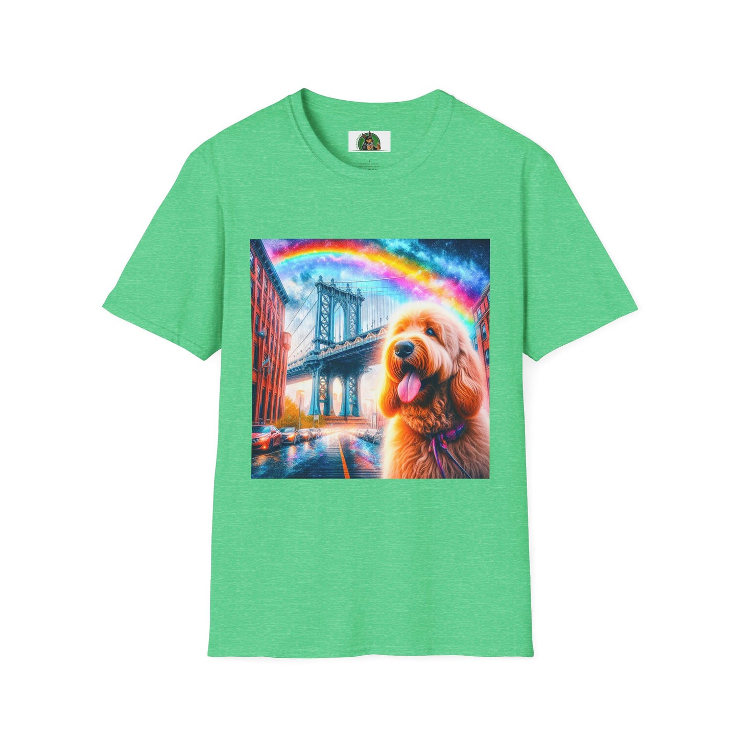 Golden Doodle bridge shirt T-Shirt Printify S Heather Irish Green