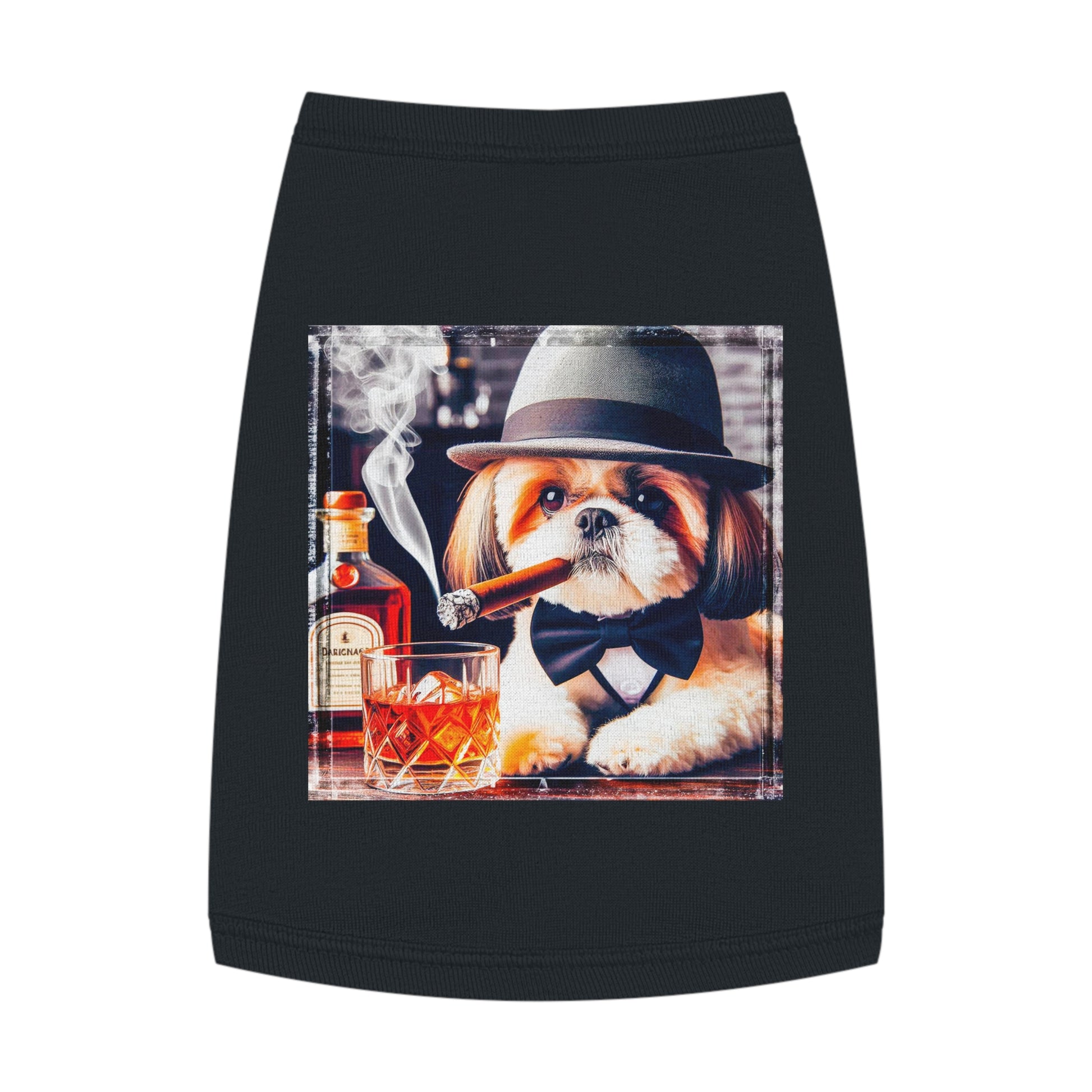 Pet Tank Top Shih Tzu whiskey drinking Pets Printify M Black