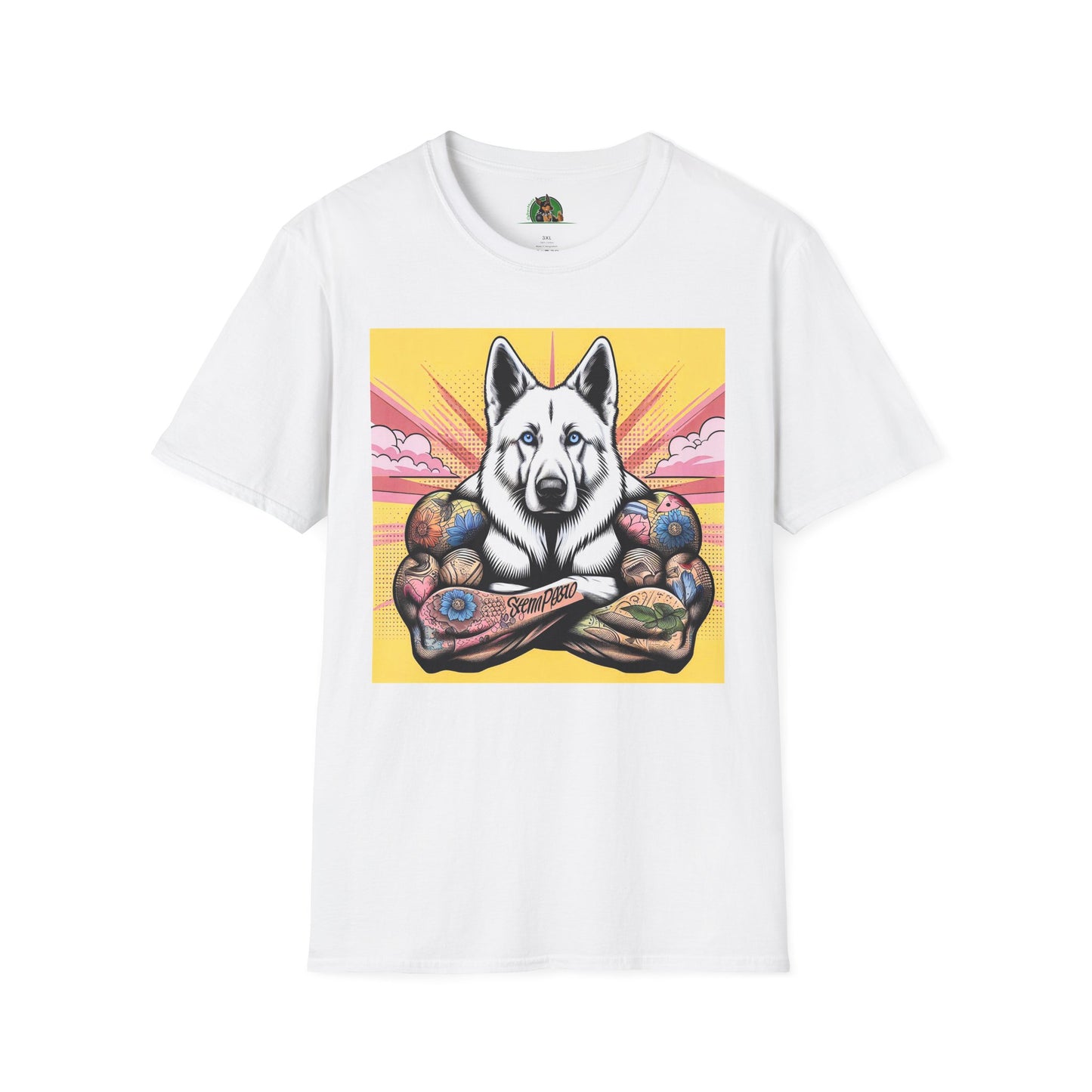 German Shepherd arms and flexing shirt T-Shirt Printify White S