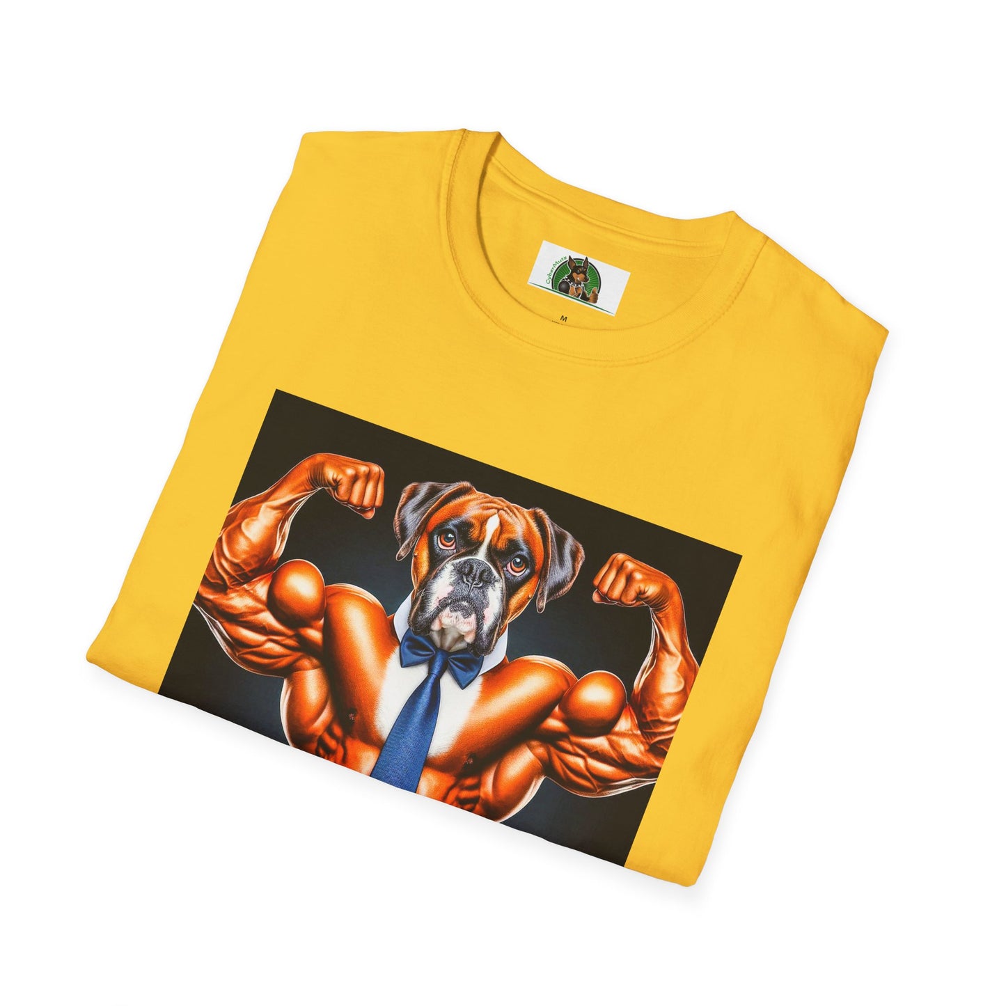 Boxer Muscle Dog Wearing Tie TShirt T-Shirt Printify   