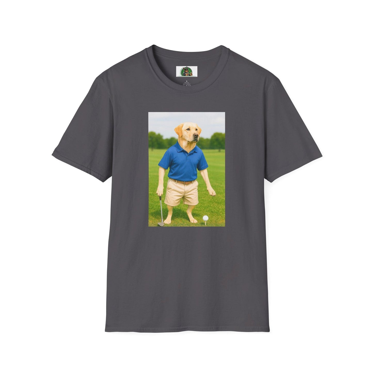 Labrador Retriever Golf T-Shirt — Sports Dog Tee for Dog Lovers T-Shirt Printify Charcoal S