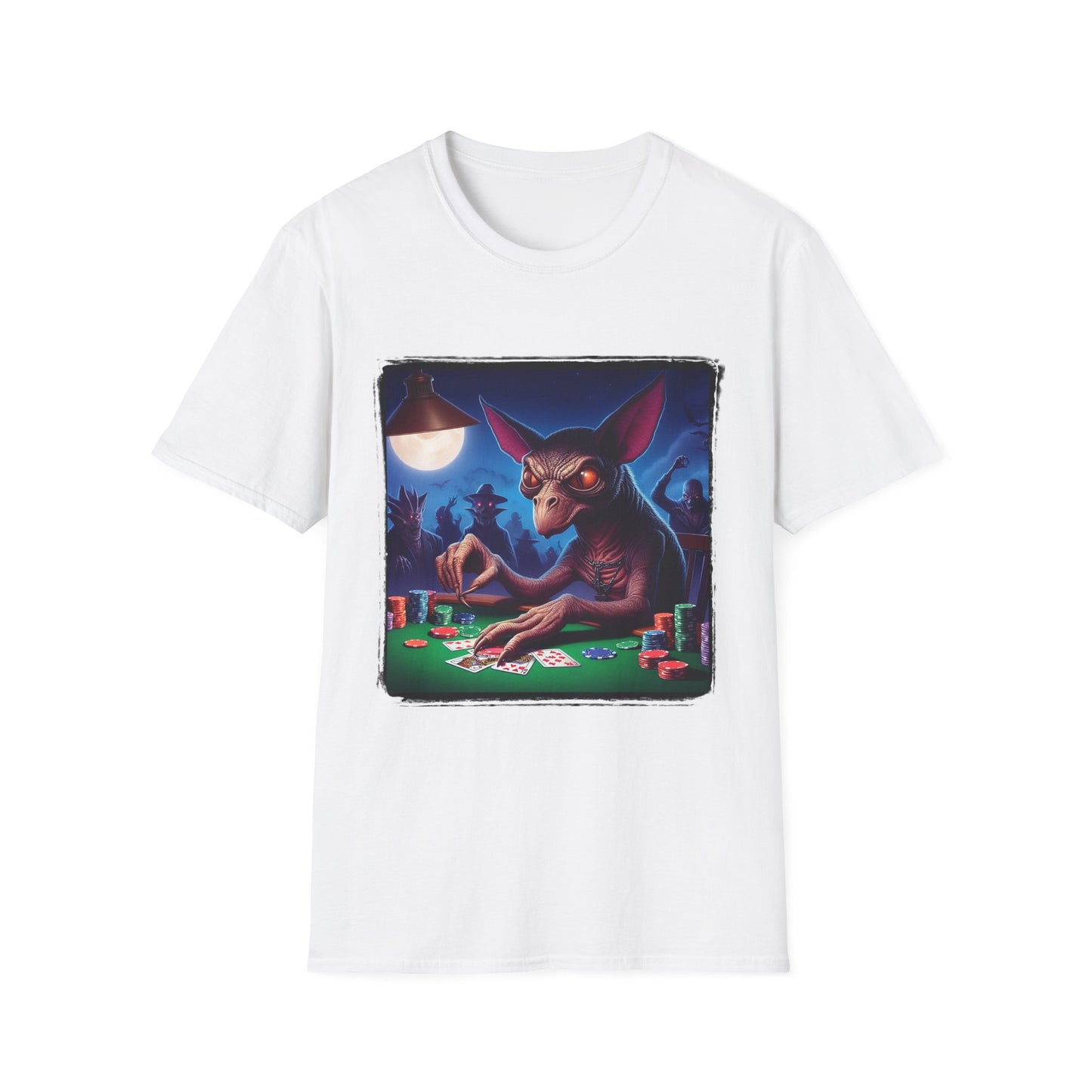 Chupacabra card playing t shirt T-Shirt Printify S White
