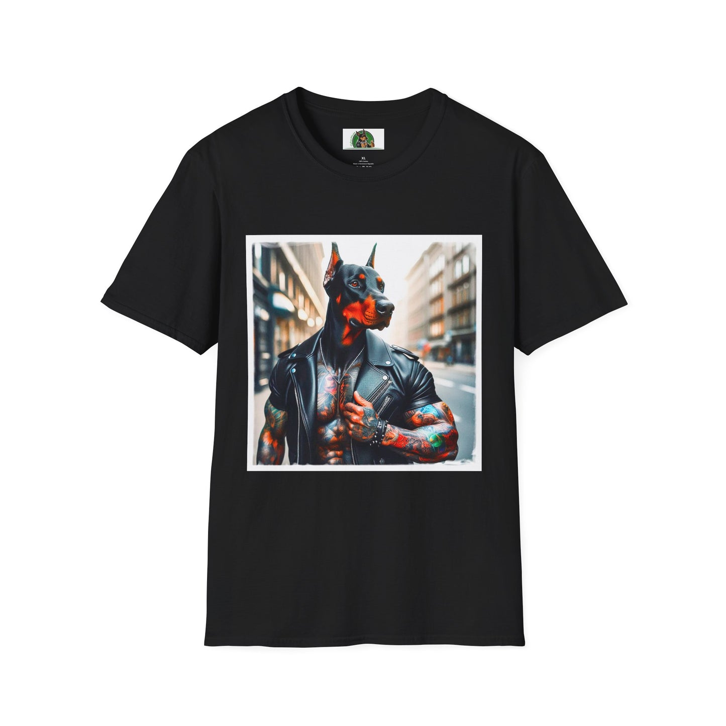 Doberman tough guy t shirt T-Shirt Printify XS Black