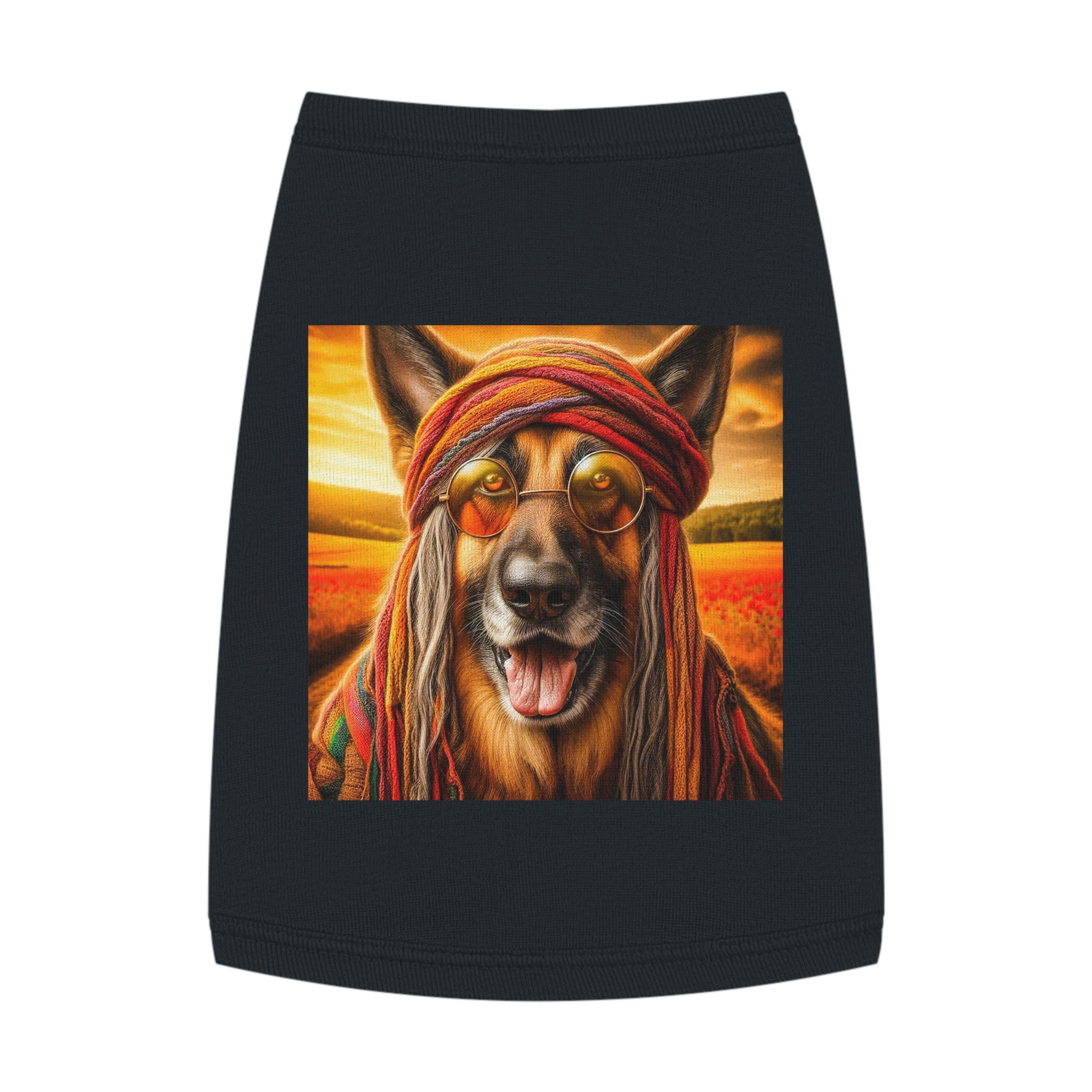 German Shepherd old hippie shirt Pets Printify M Black