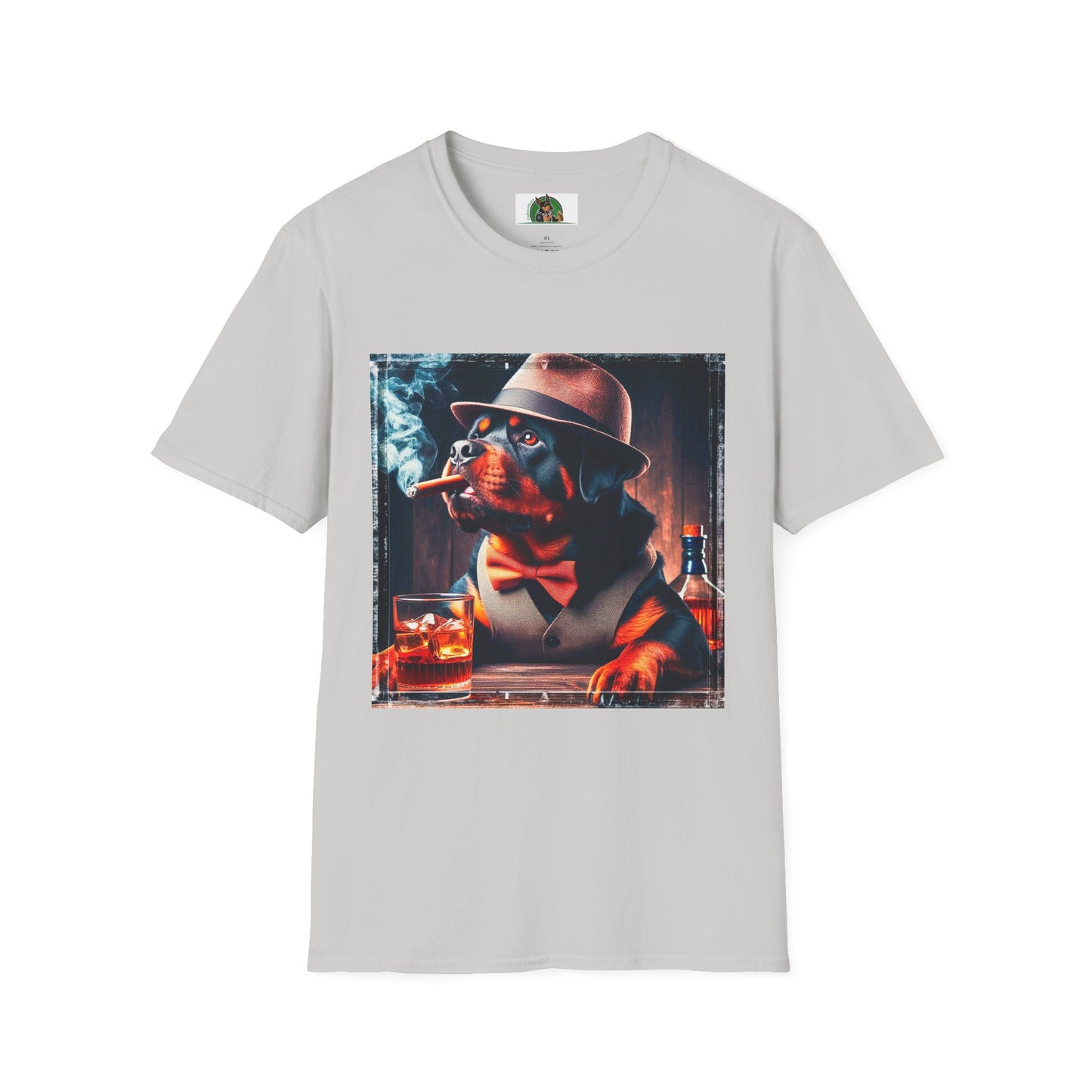 Rottweiler smoking a cigar shirt T-Shirt Printify S Ice Grey