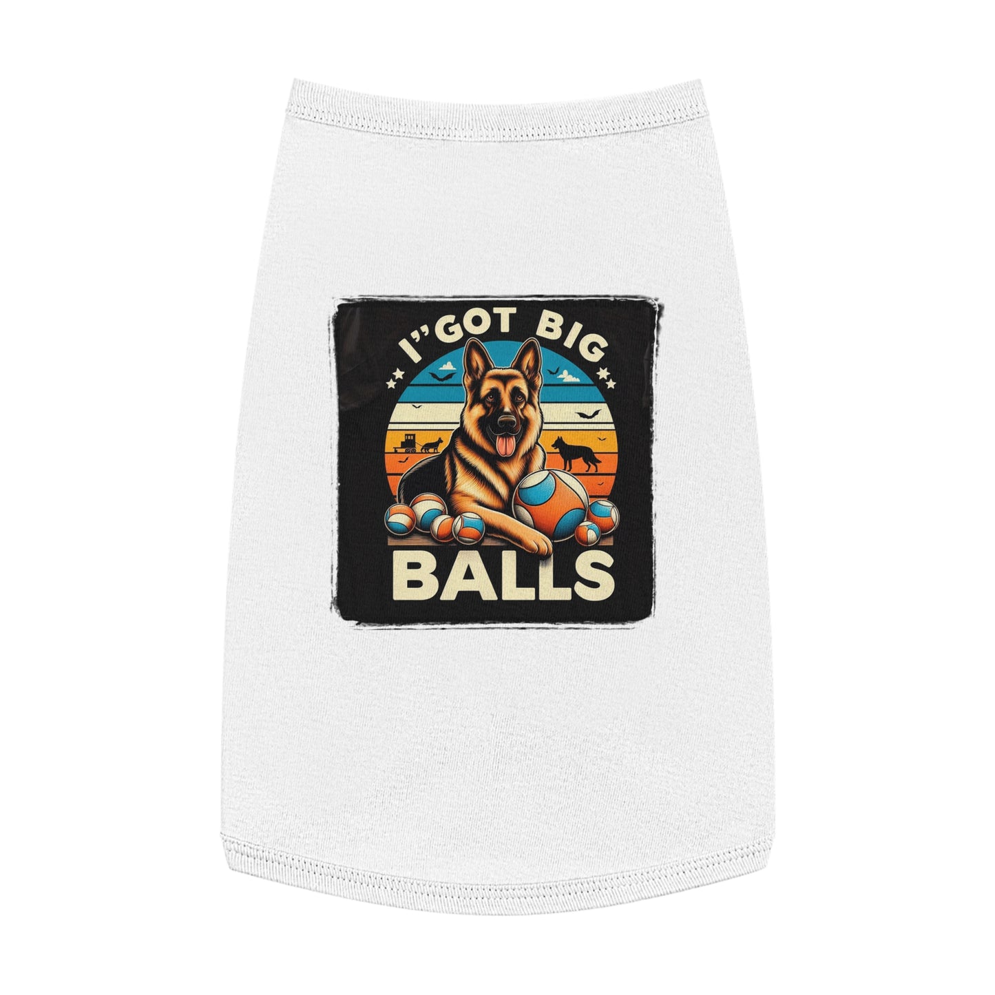 Dog Tank Top German Shepherd balls Pet Apparel Pets Printify L White