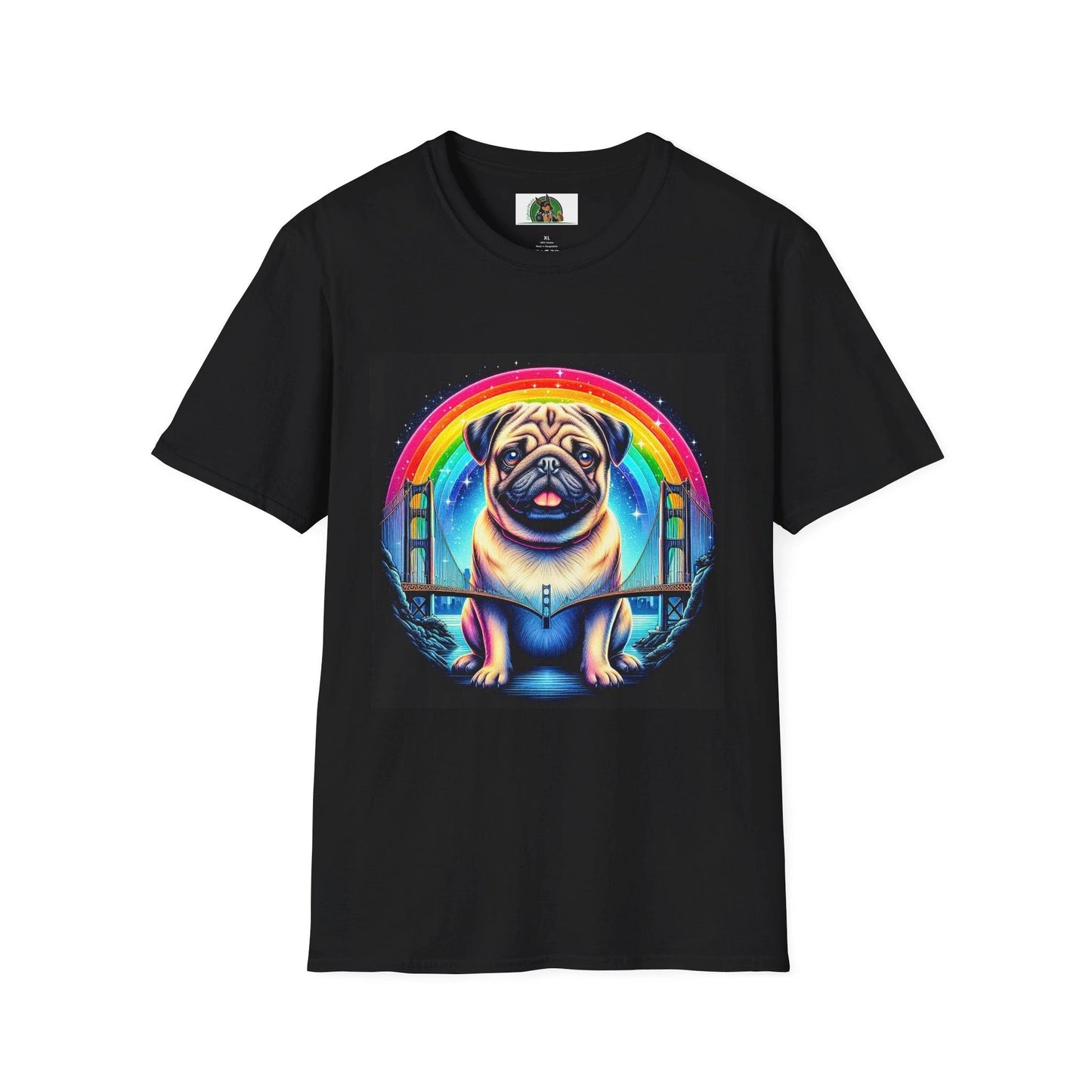 Pug Rainbow T-Shirt T-Shirt Printify XS Black