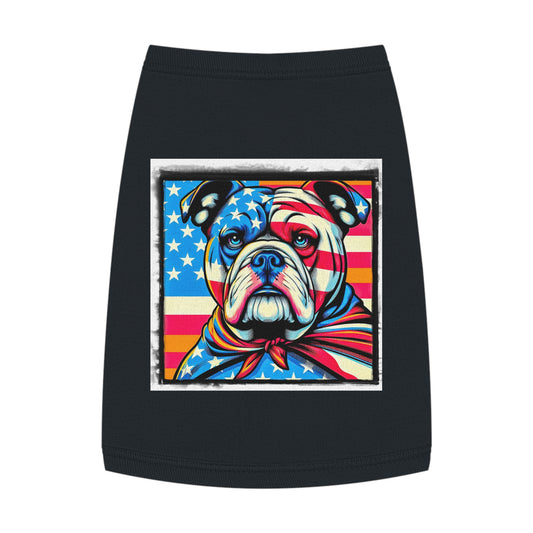 Pet Tank Top Bulldog american flag t shirt Pets Printify M Black