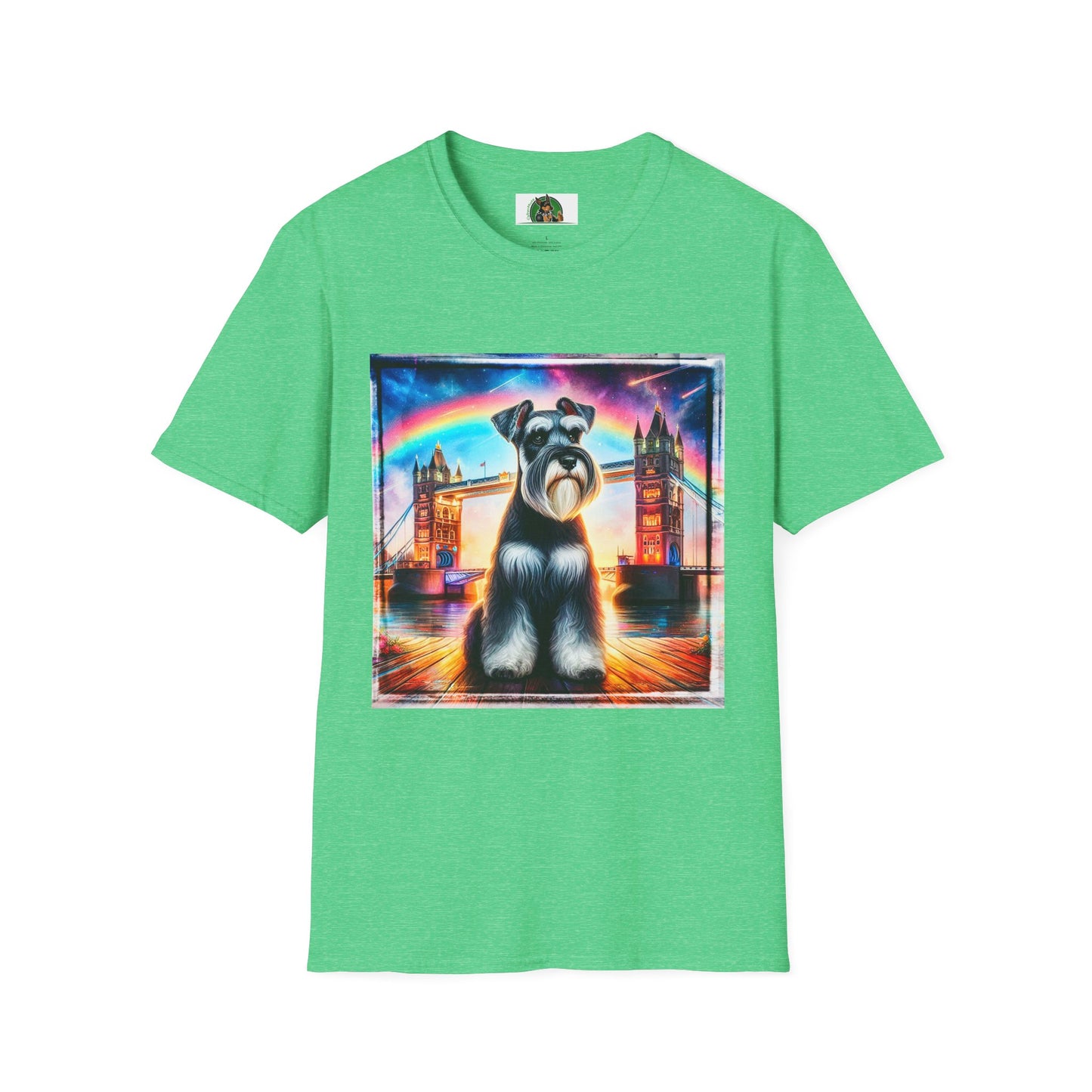 Schnauzer T-Shirt with Miniature Schnauzer Design T-Shirt Printify S Heather Irish Green 