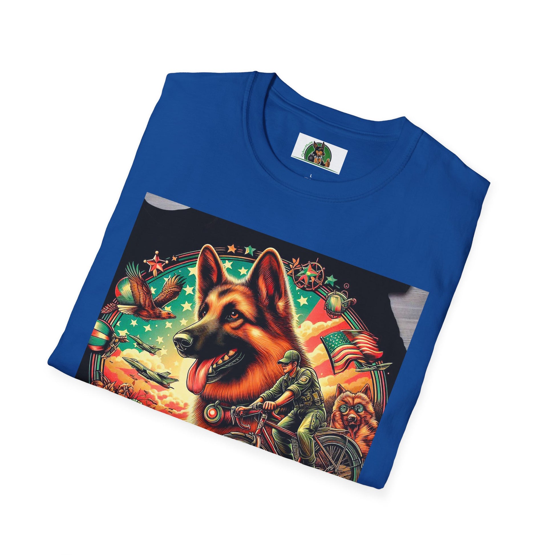 German Shepherd happy boy T-Shirt Printify