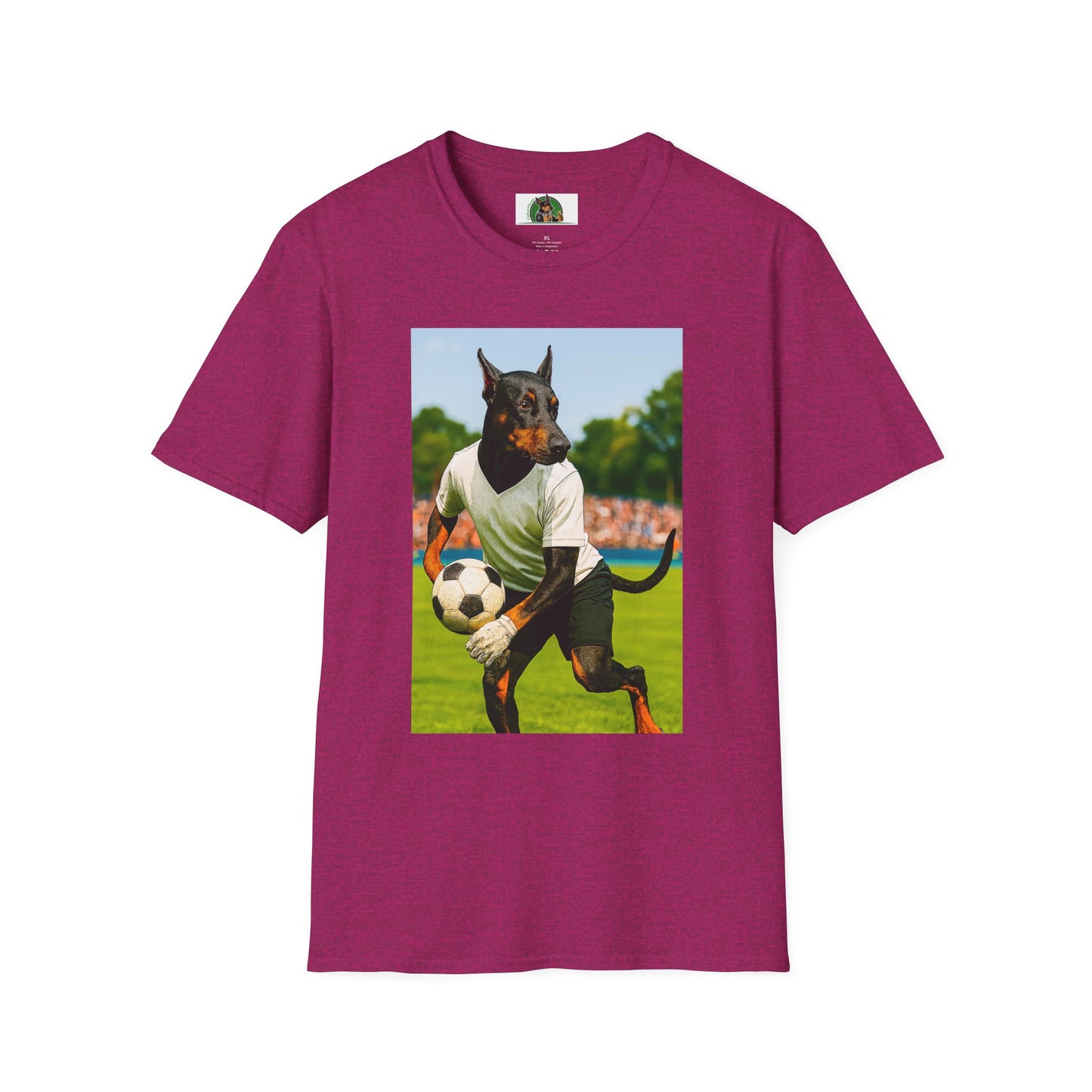 Soccer Doberman Sports T-Shirt T-Shirt Printify Antique Heliconia S