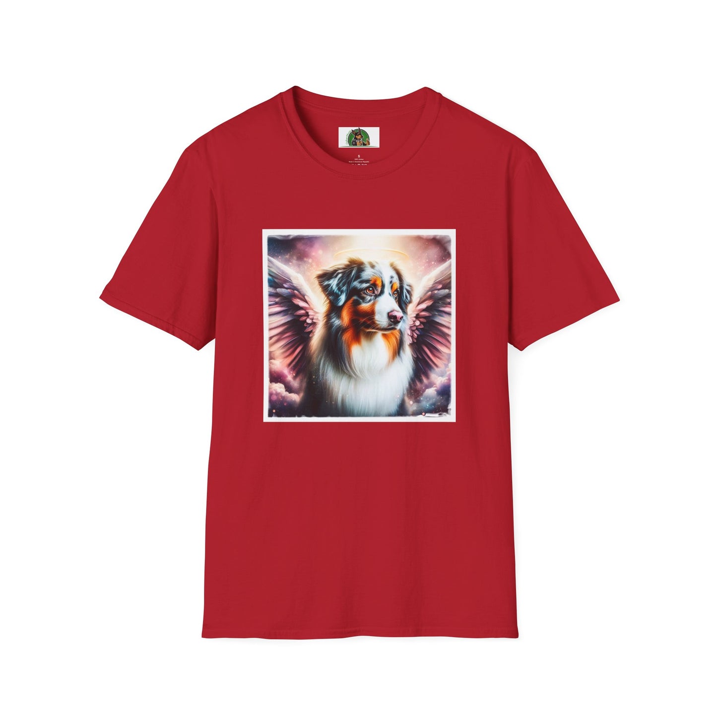 Australian Shepherd Pink Angel Wings T-Shirt Printify S Cherry Red 