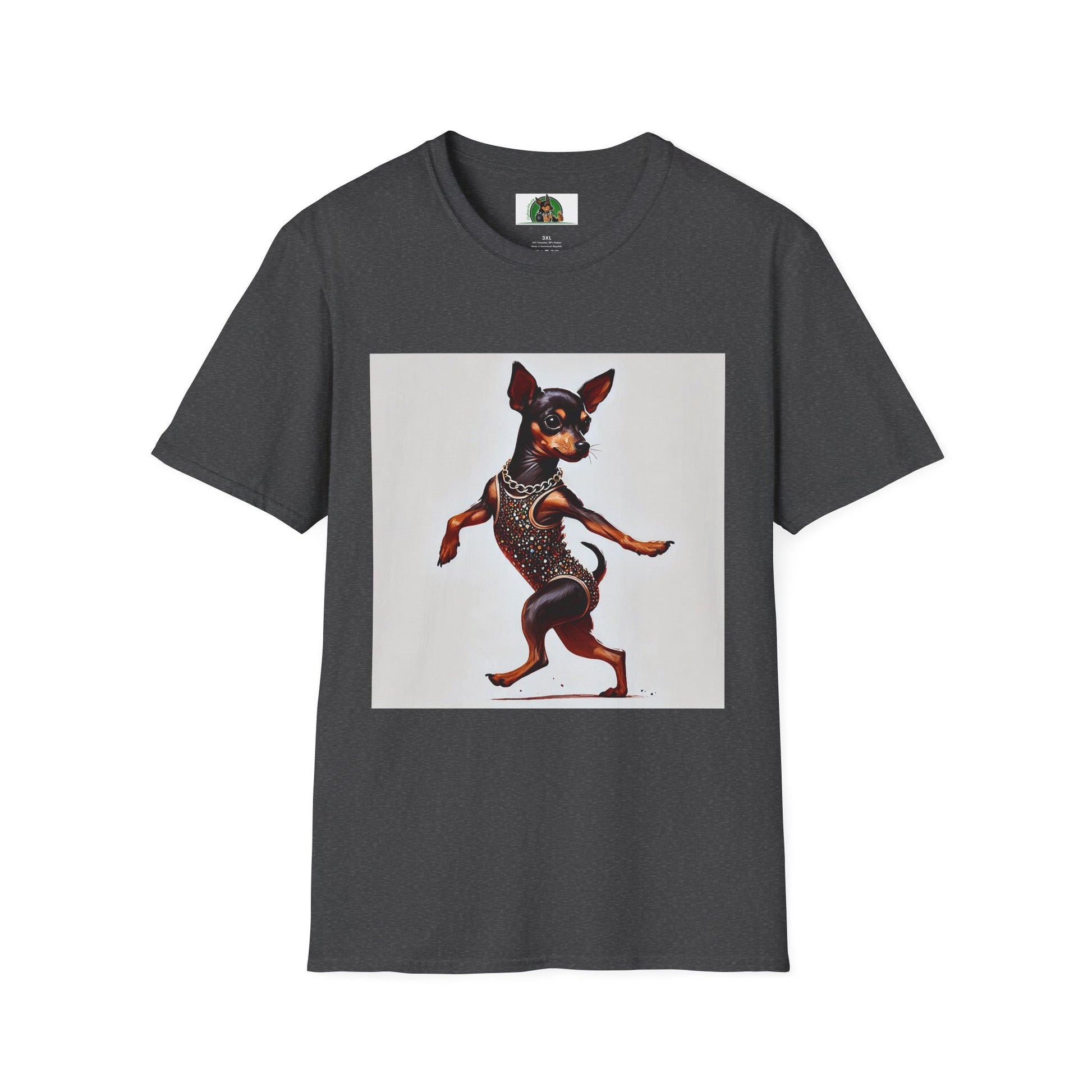 Dancing Min Pin T-Shirt T-Shirt Printify XS Dark Heather