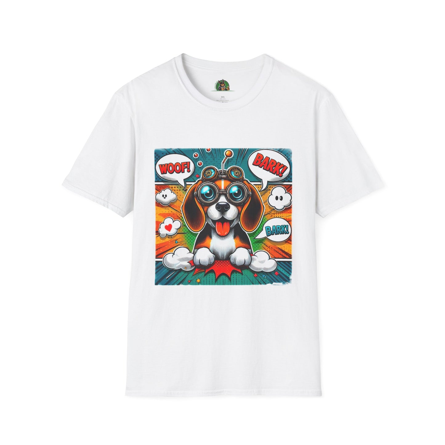 Wacky Beagle Cartoon Pop Art Dog T-Shirt Printify XS White 