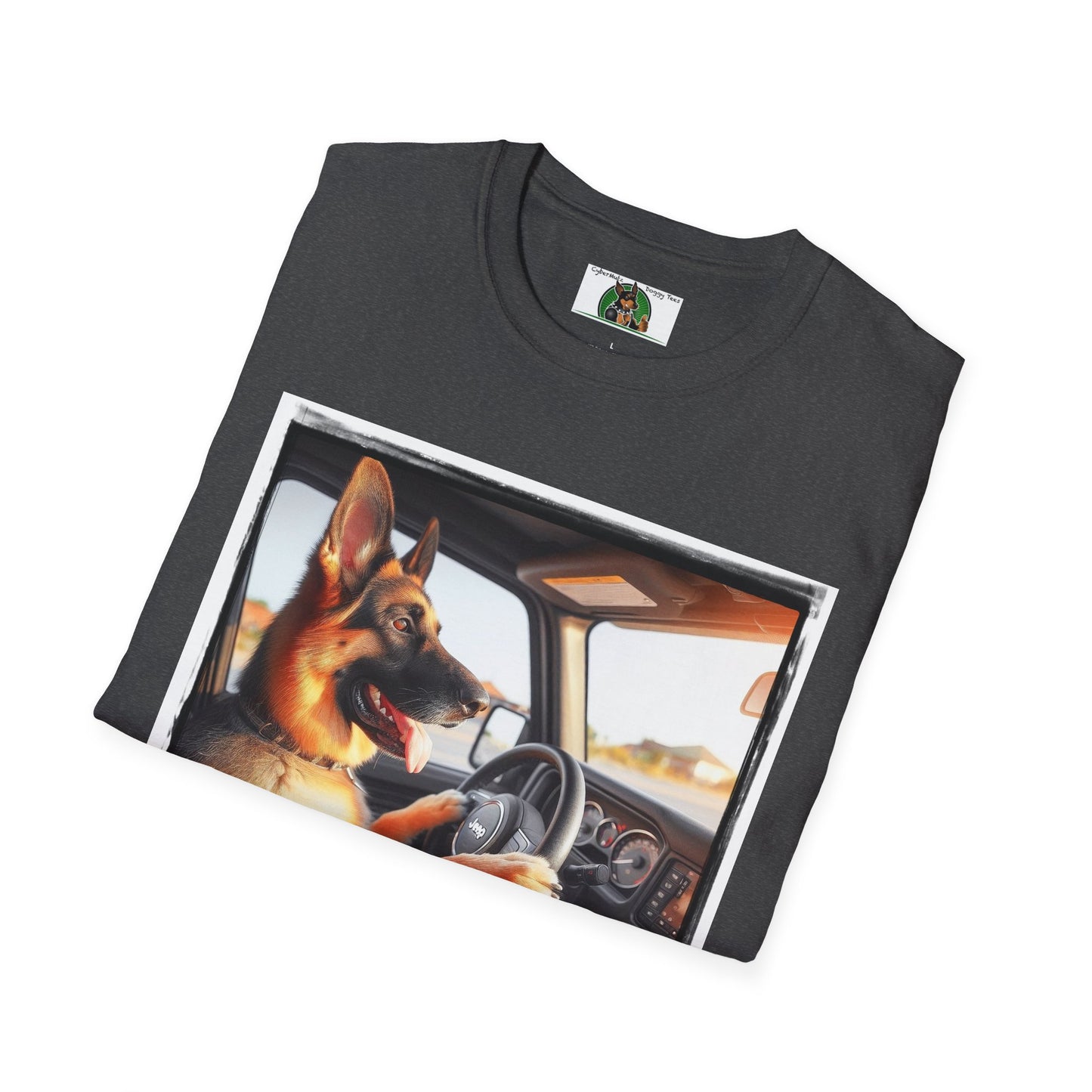 German Shepherd Dog Off-Roader Unisex Softstyle T-Shirt T-Shirt Printify