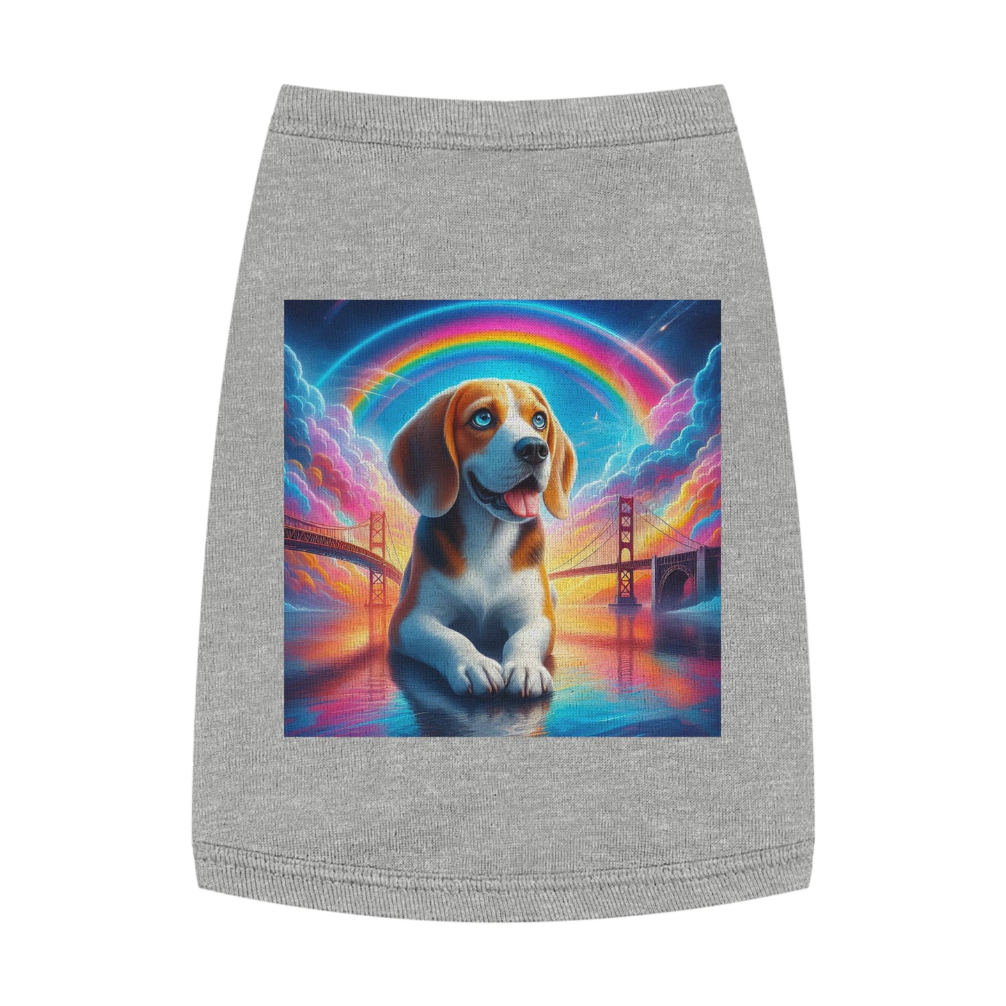 Pet Tank Top Beagle Angel Rainbow Bridge Pets Printify M Heather 