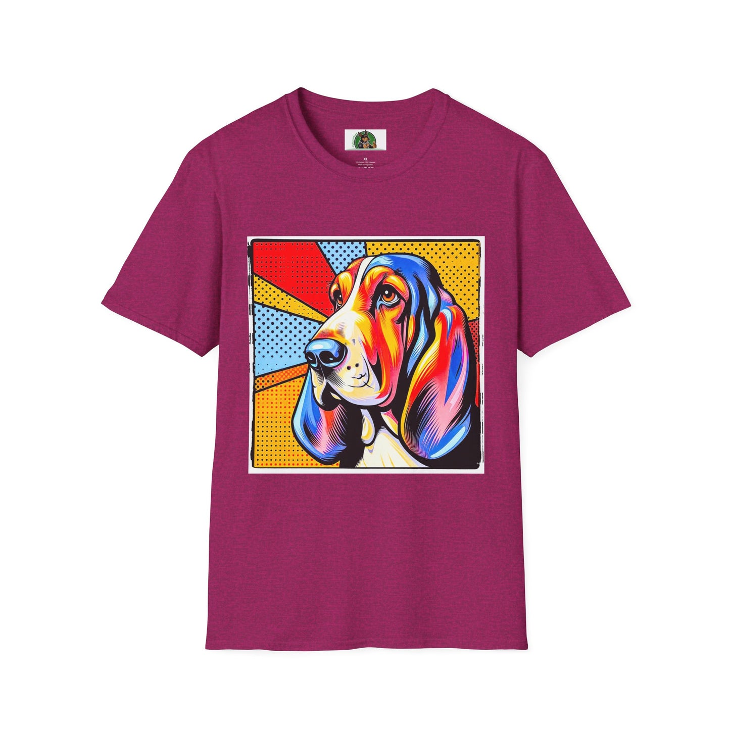 Basset Hound Profile Pop Art Pic T-Shirt Printify S Antique Heliconia