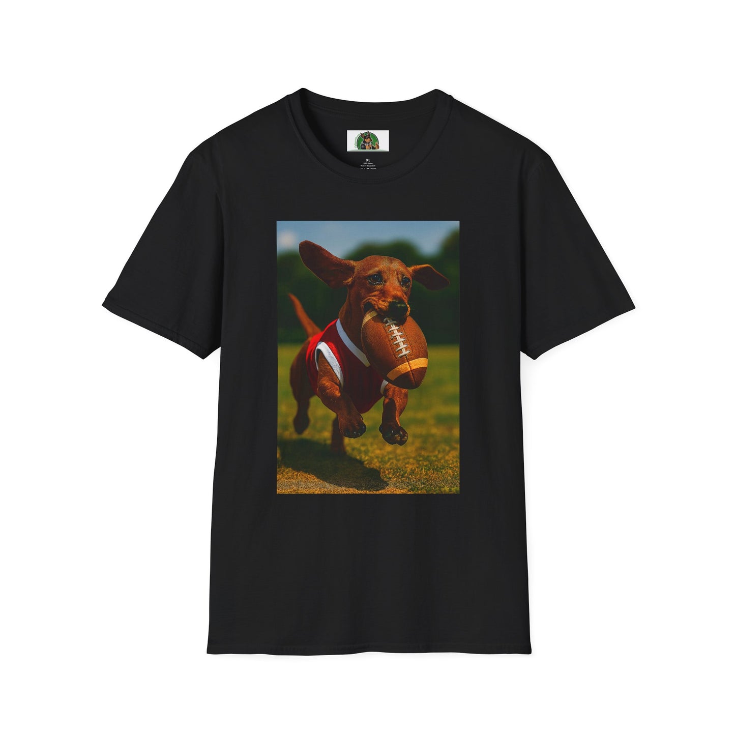 Sports Dachshund Football T-Shirt T-Shirt Printify Black XS