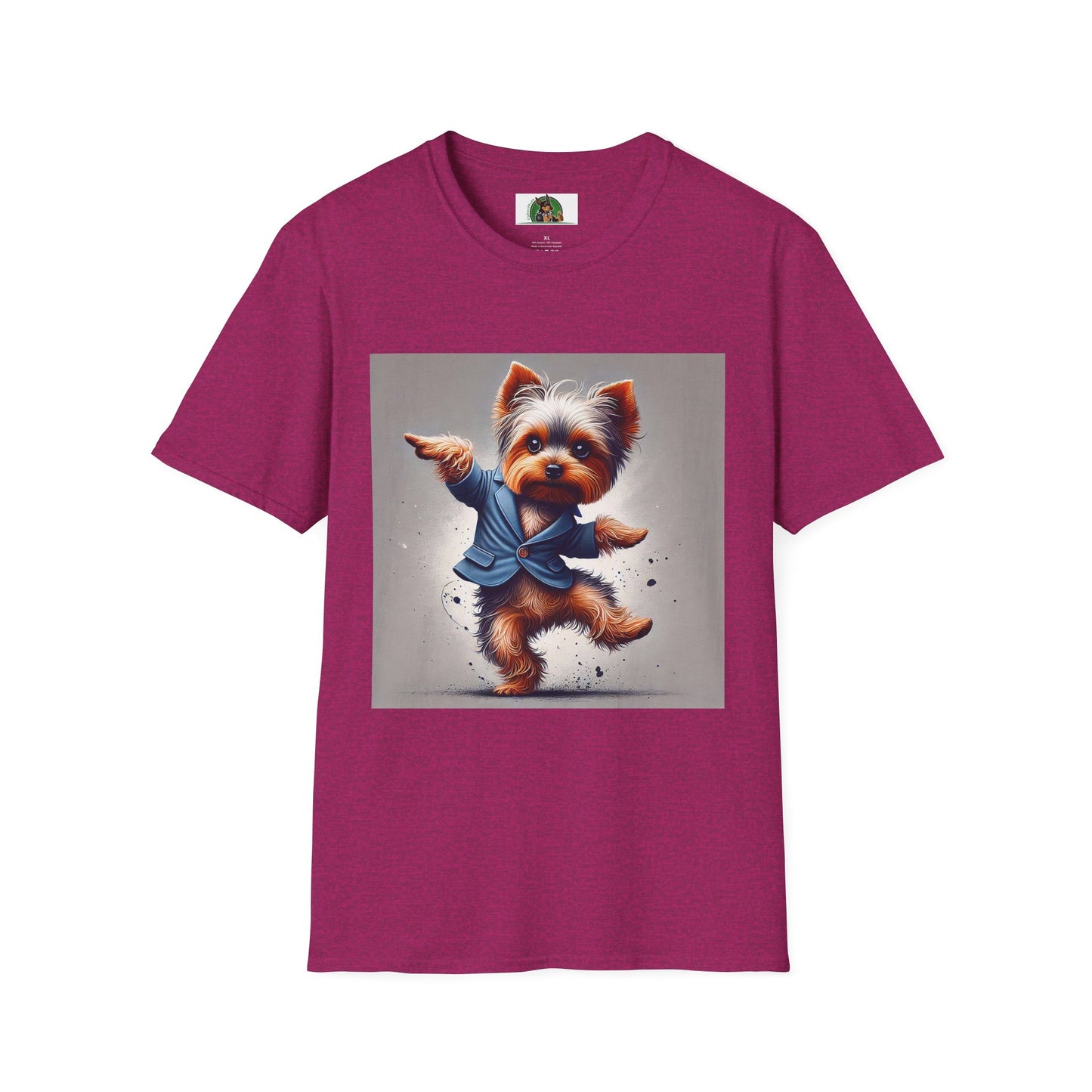 Yorkie Dancing T-Shirt T-Shirt Printify S Antique Heliconia