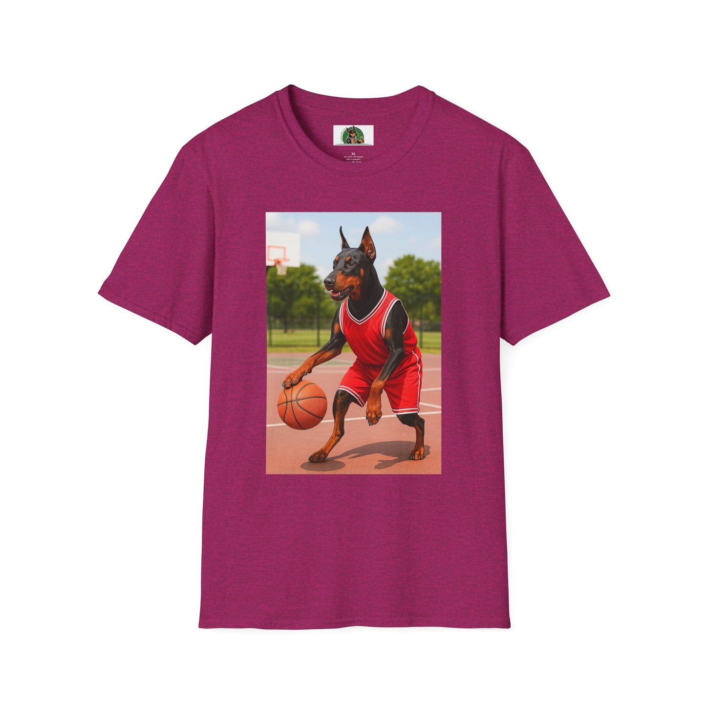 Basketball Doberman Sports T-Shirt T-Shirt Printify Antique Heliconia S